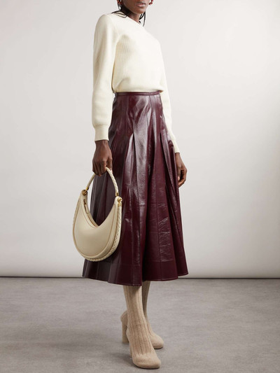 Bottega Veneta Pleated glossed-leather midi skirt outlook
