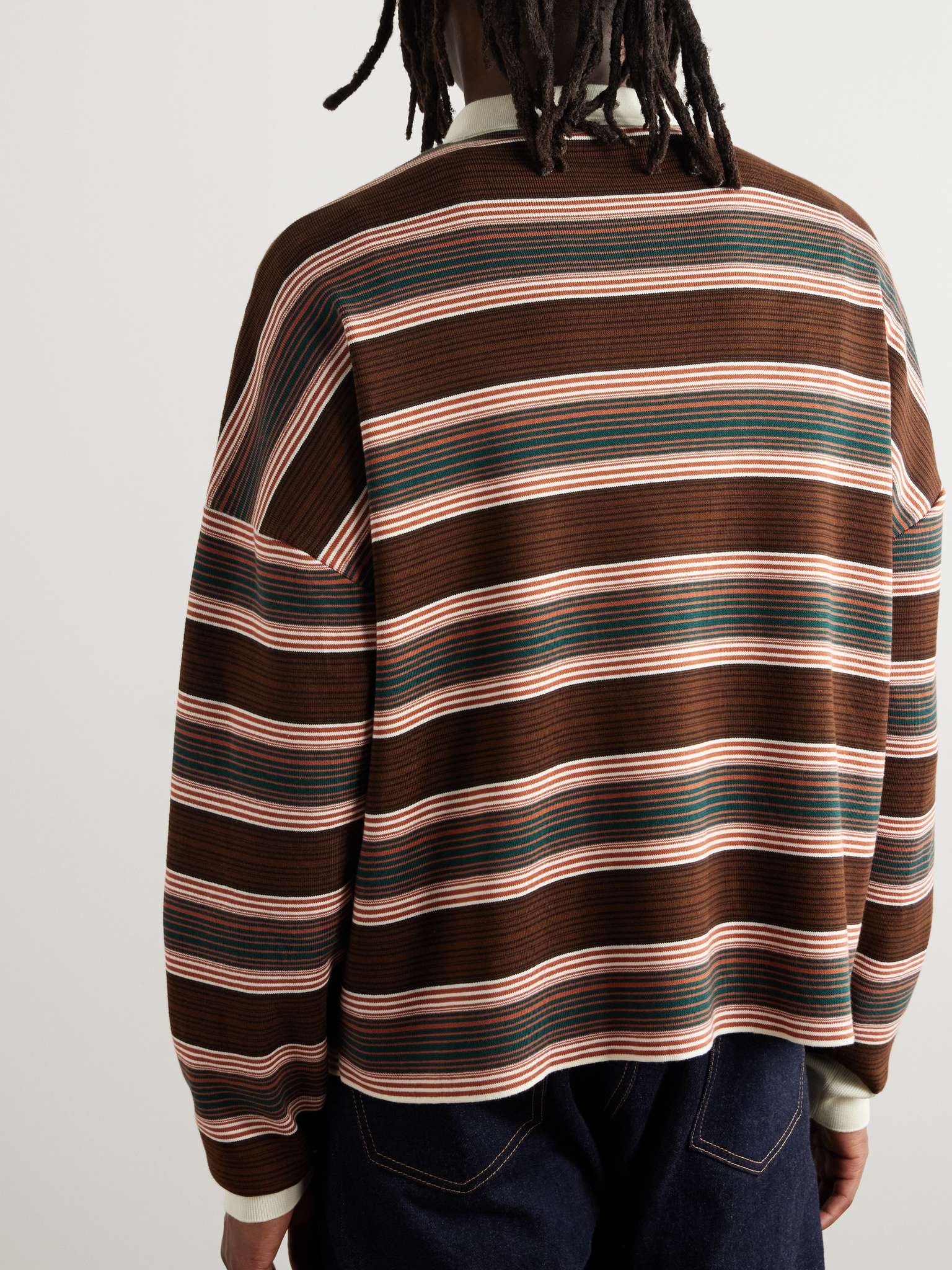 Logo-Embroidered Striped Cotton Polo Shirt - 3