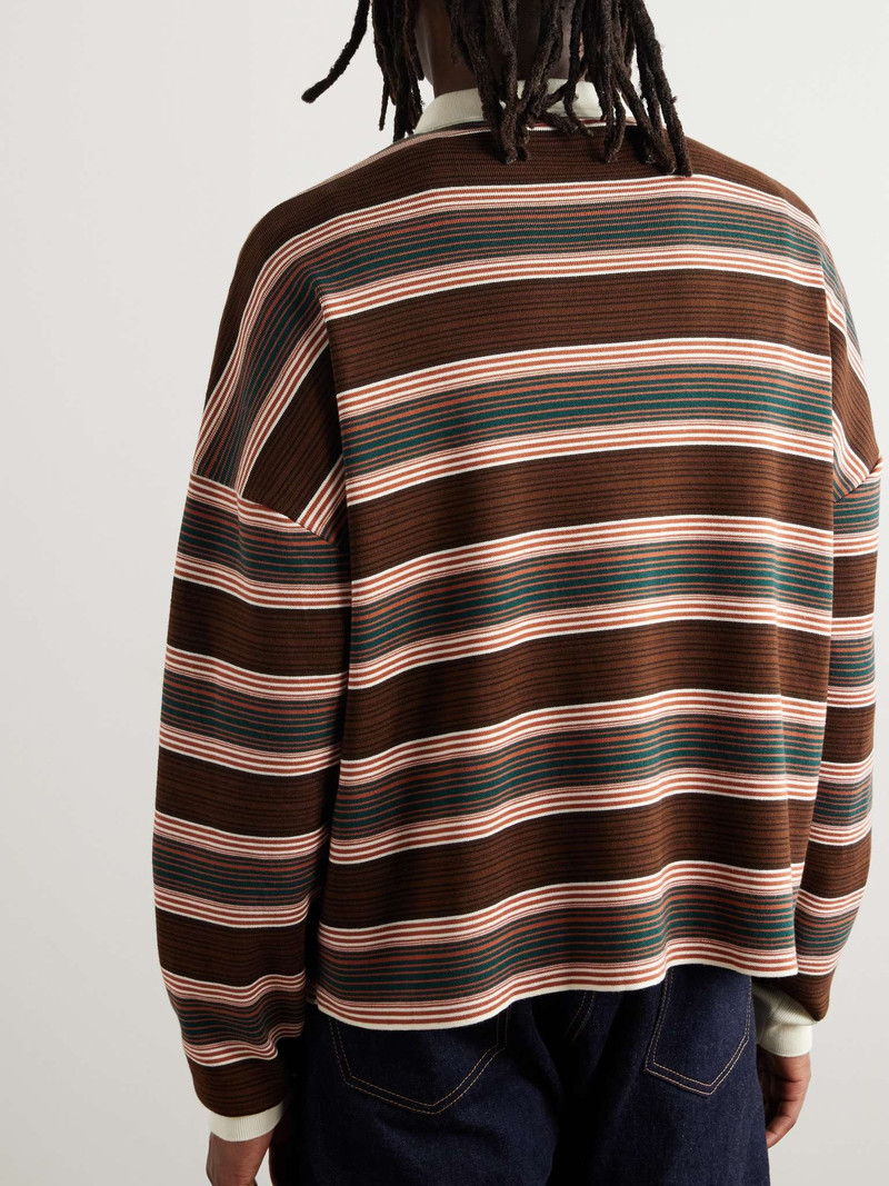 Logo-Embroidered Striped Cotton Polo Shirt 3