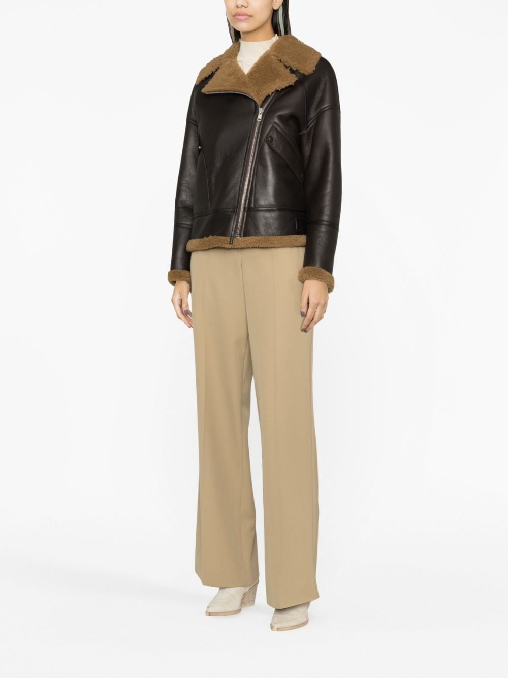 zip-up leather jacket - 2