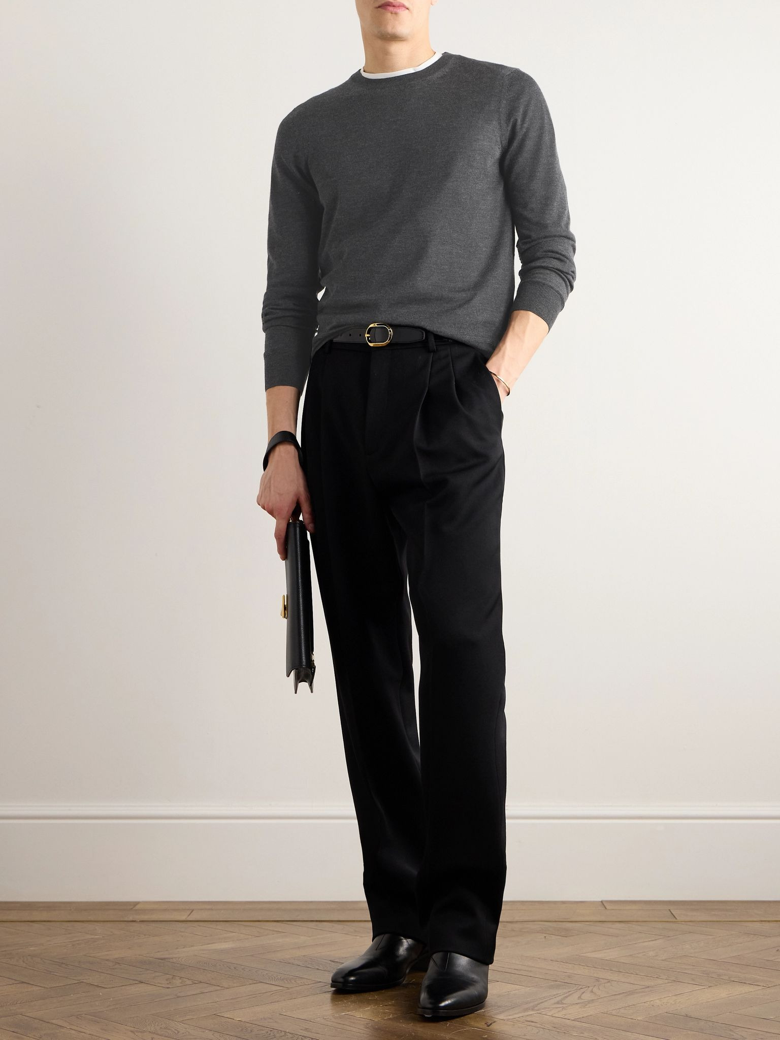 Cashmere and Silk-Blend Sweater Gray - 2