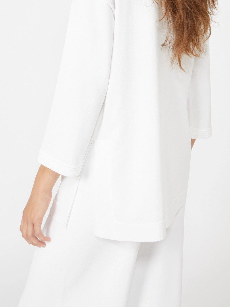 ALLORO Viscose crêpe yarn V-neck jumper - OPTICAL WHITE 5