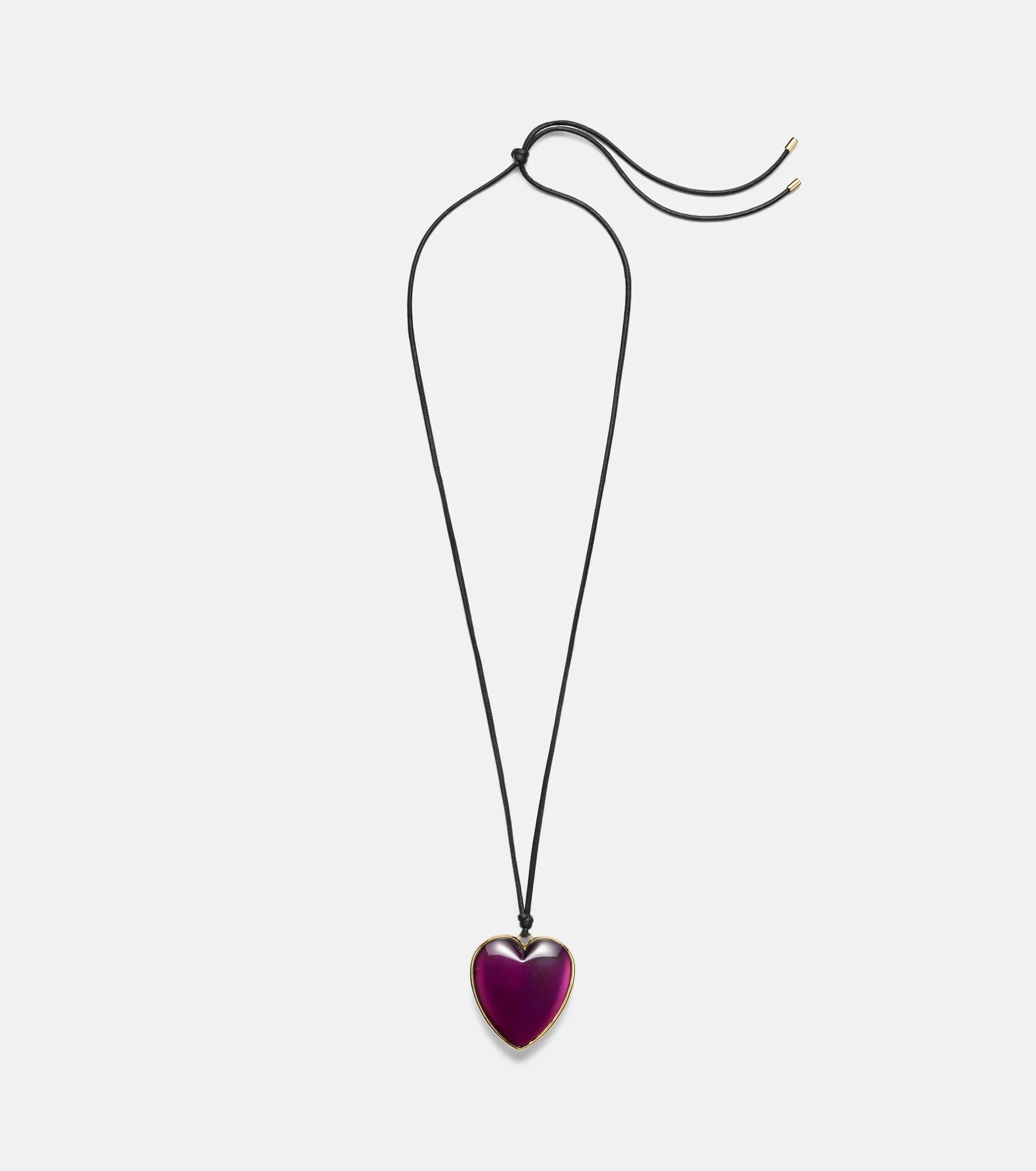 14kt gold-plated and leather necklace with quartz - 1