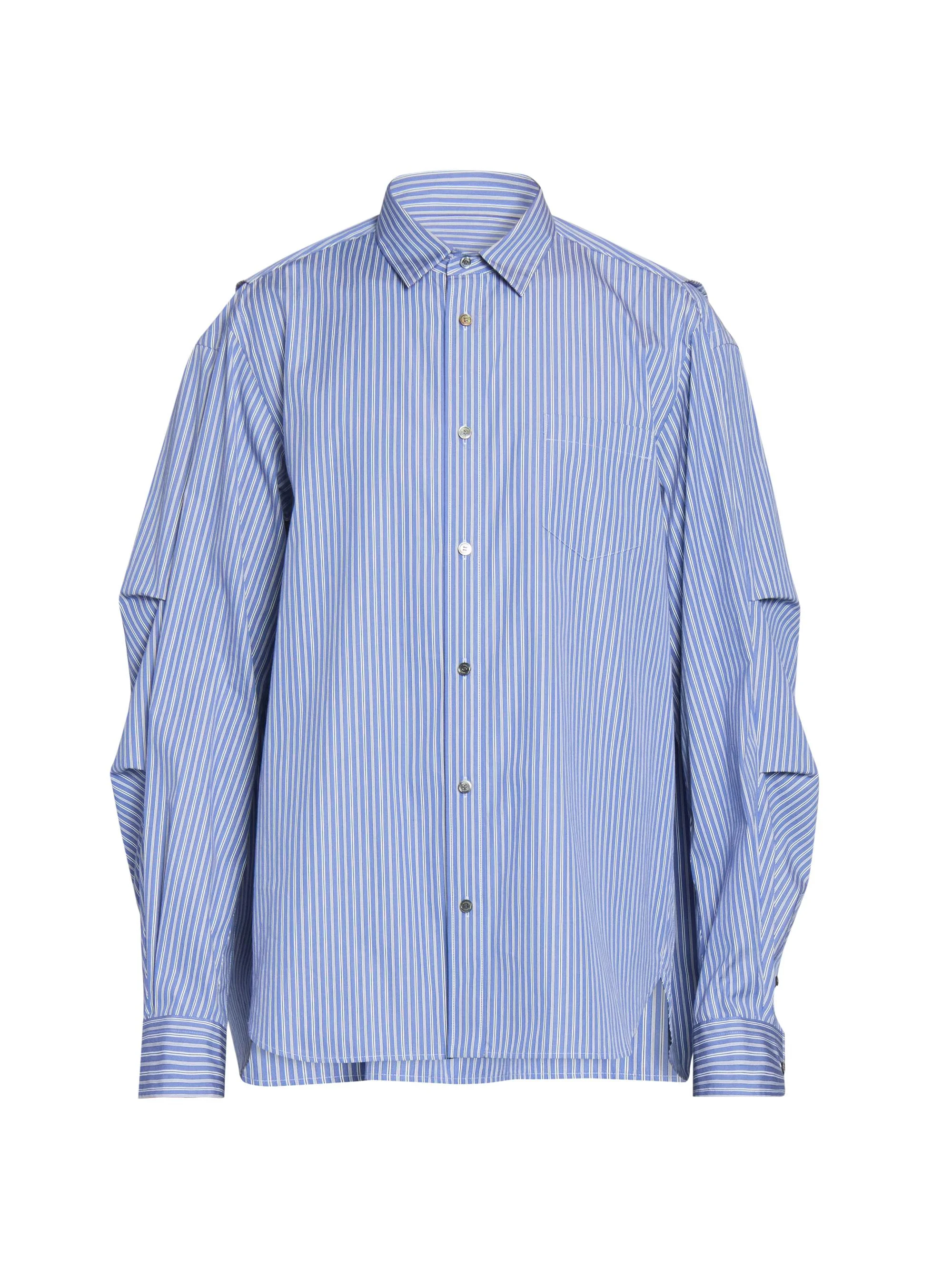 Men's Striped Poplin Button-Front Shirt - Blue Stripe - 1