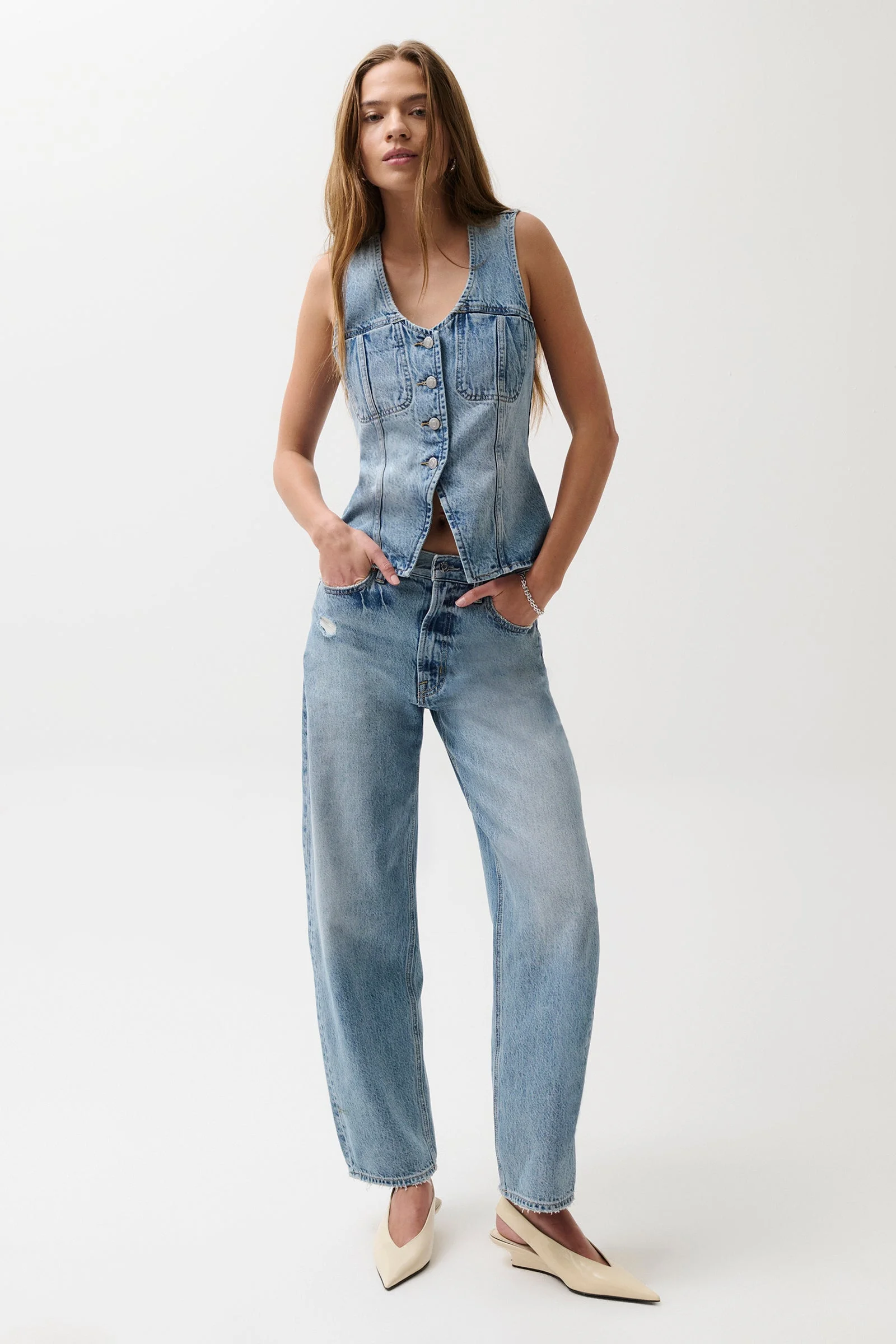 WES HIGH RISE BARREL JEAN - BLUE CLOUD - 1