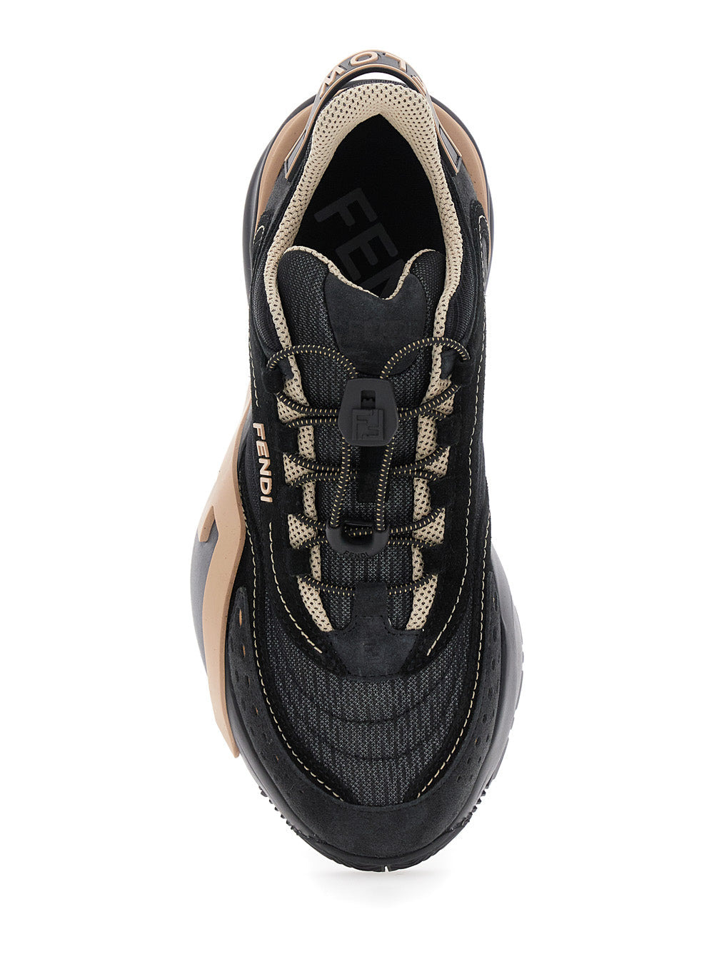 Fendi Women 'Fendi Flow' Black Low Top Sneakers With Diagonal F Detail In Leather Woman - 4