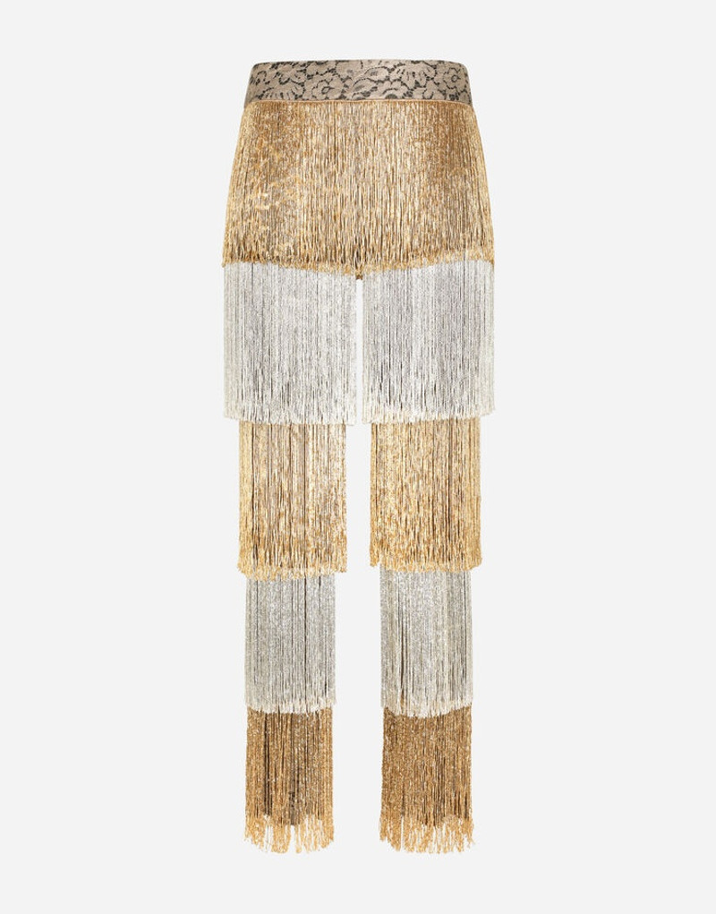Lace pants with beaded fringing 1