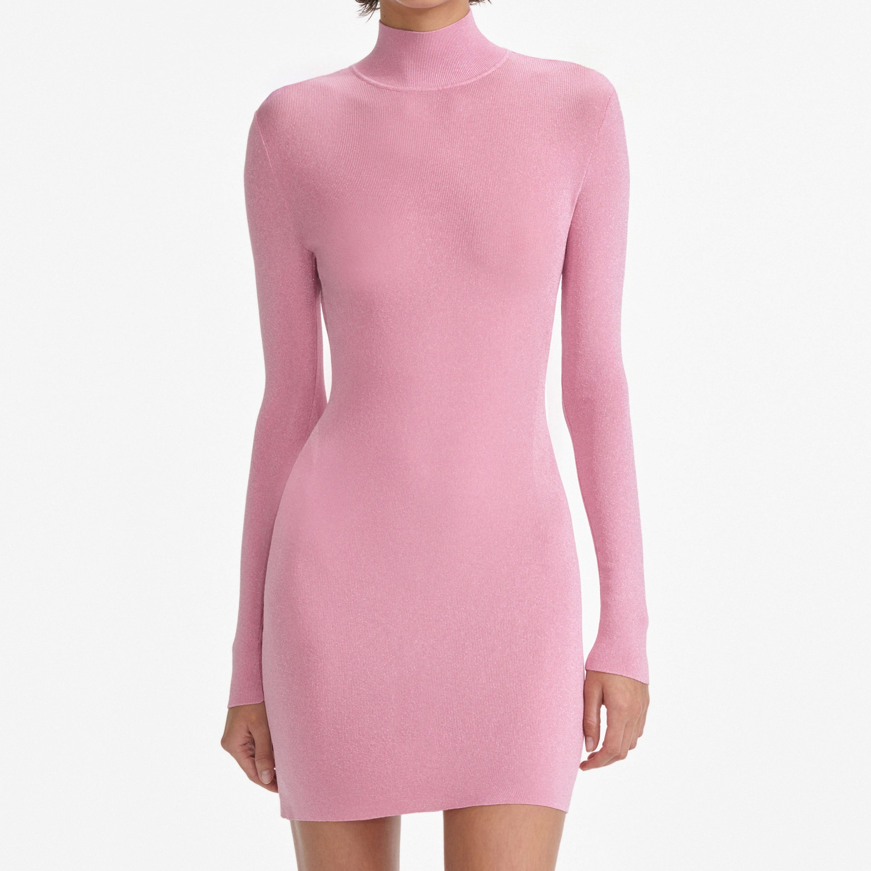 Pink Viscose Knit Mini Dress - 4