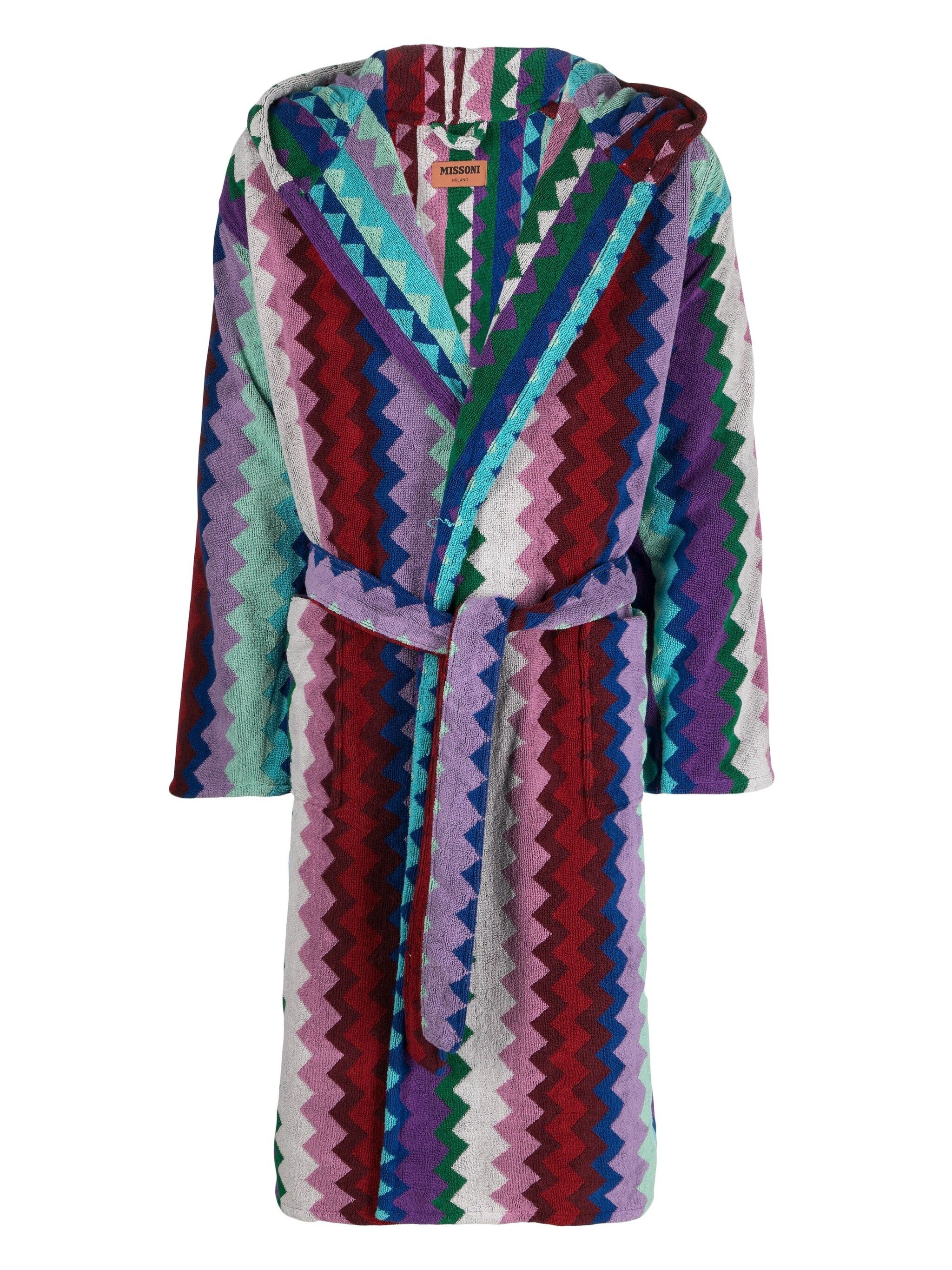 zigzag-pattern terry-cloth bathrobe - 1