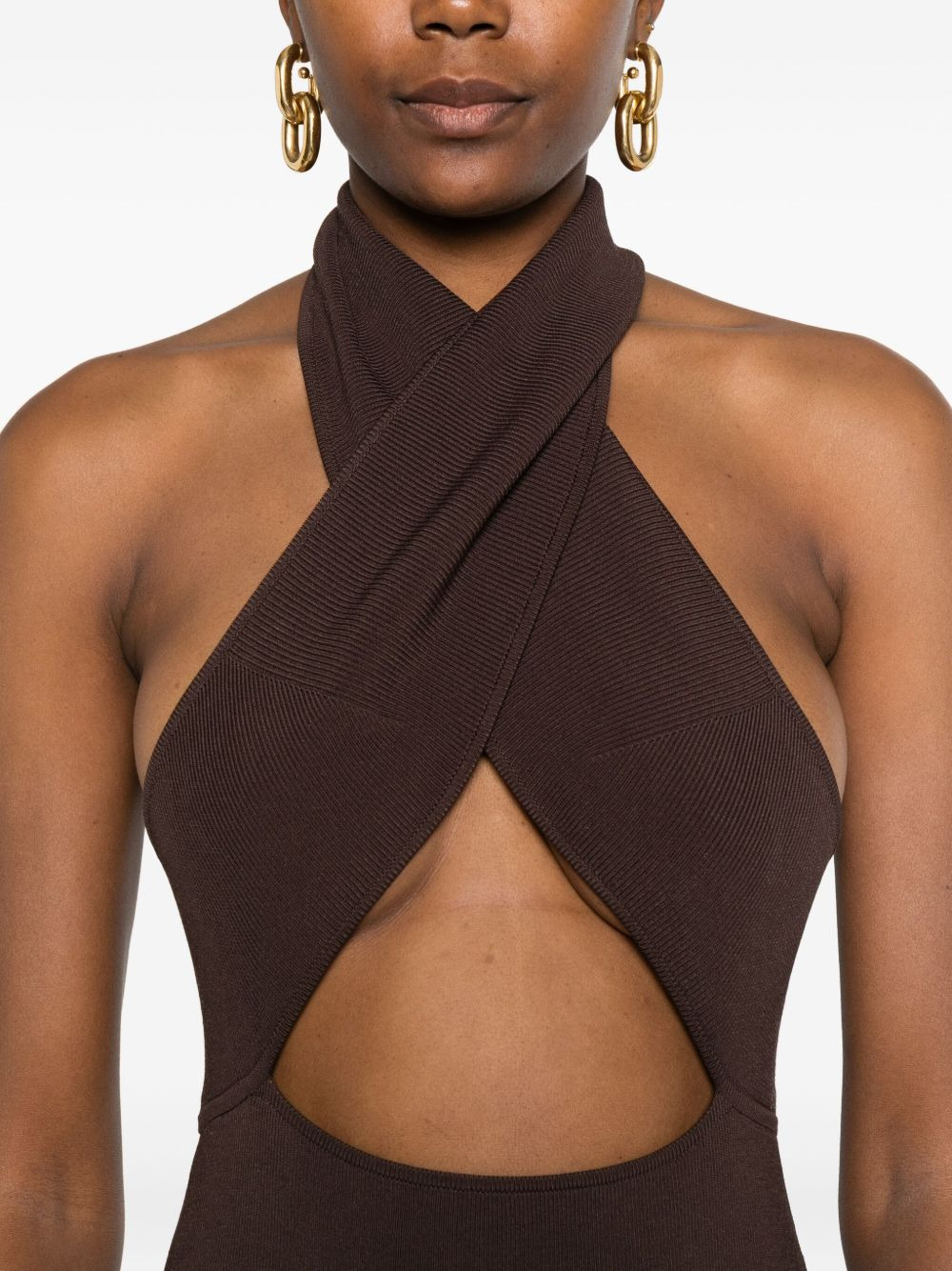 Slope halter-neck maxi dress - 5
