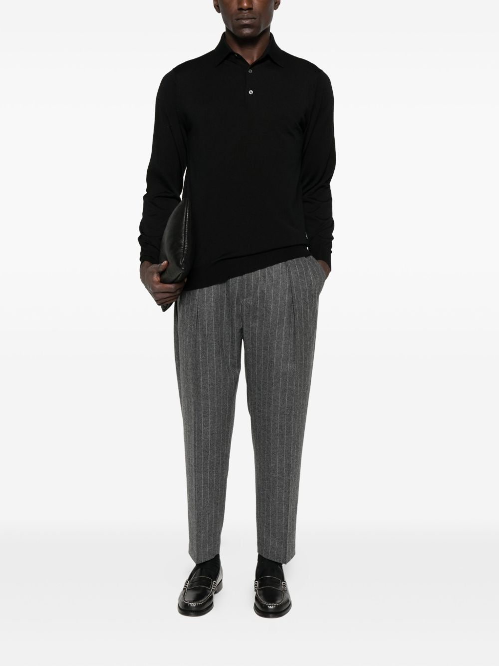 long-sleeve wool polo shirt - 2