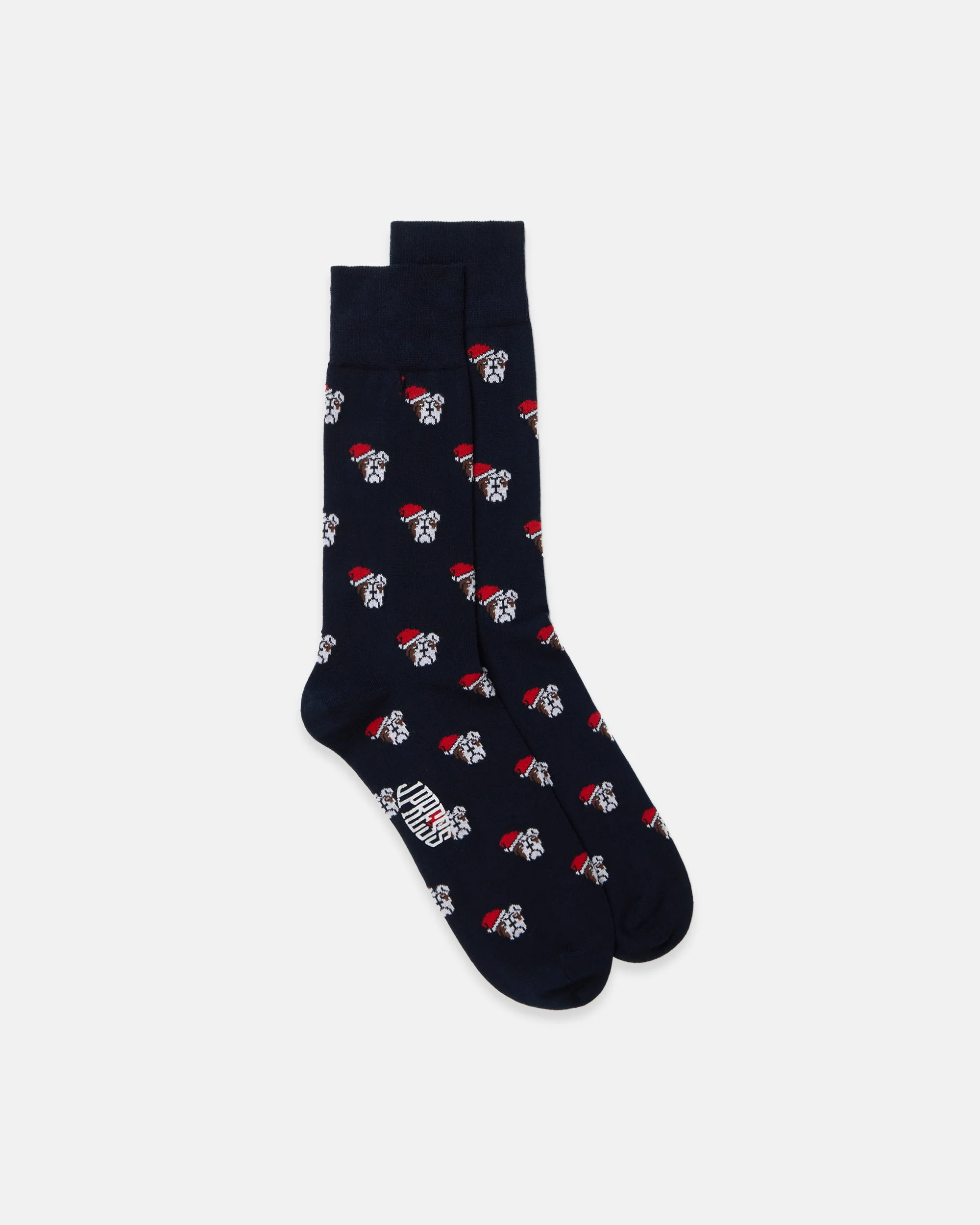MADE-IN-UK NAVY HOLIDAY BULLDOGS MOTIF COTTON SOCKS - 1
