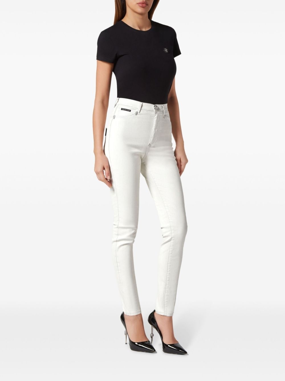 logo-appliqué high-waisted skinny jeans - 2