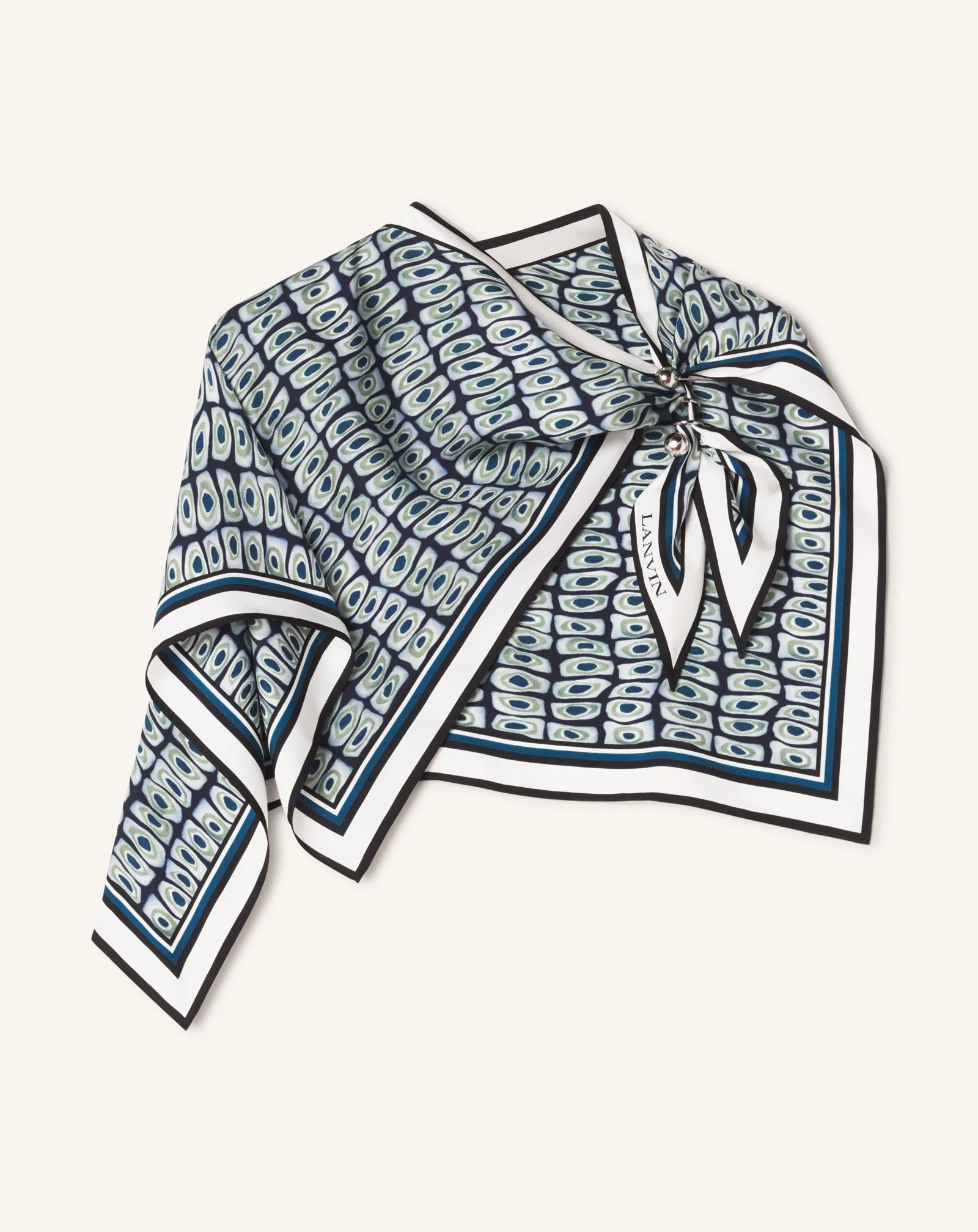 MURANO PRINT SILK SCARF WITH JEWELRY FASTENER - 1