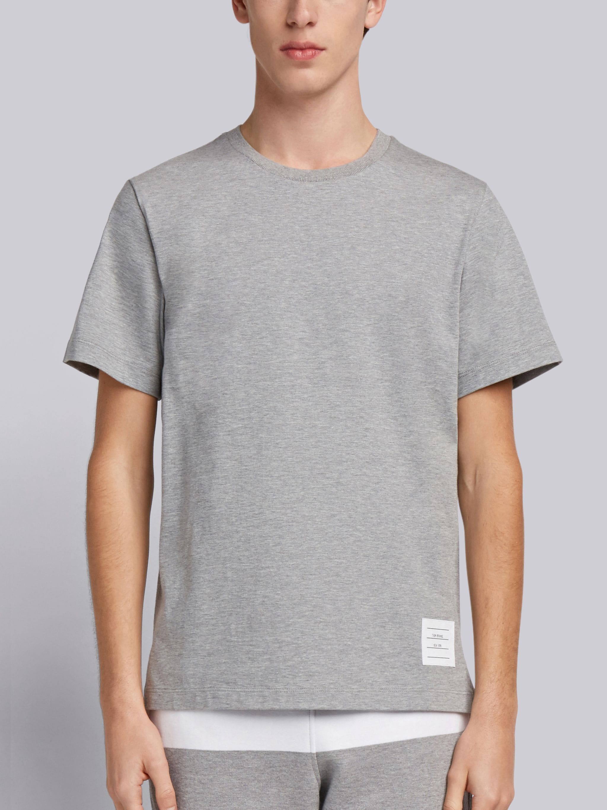 Light Grey Medium Weight Jersey Side Slit Relaxed Fit Tee - 1