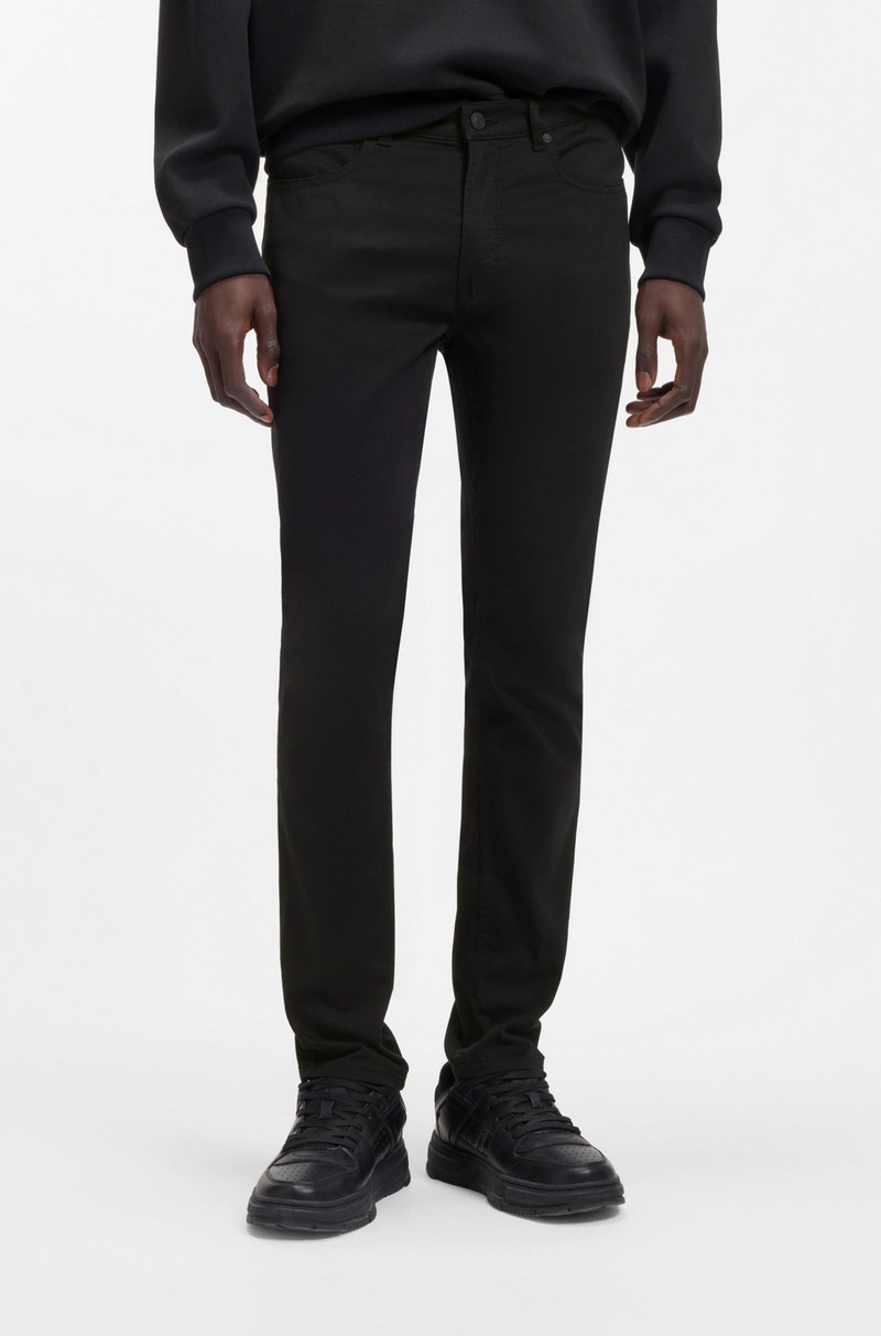 EXTRA-SLIM-FIT JEANS IN BLACK SATIN-TOUCH DENIM 2