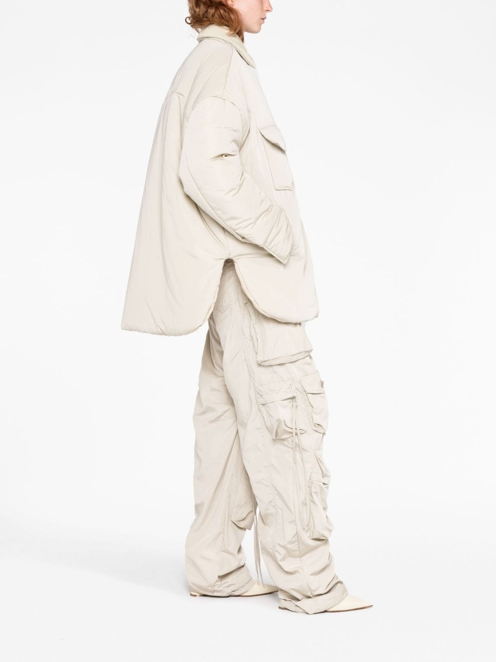 padded buttoned oversized coat - 6