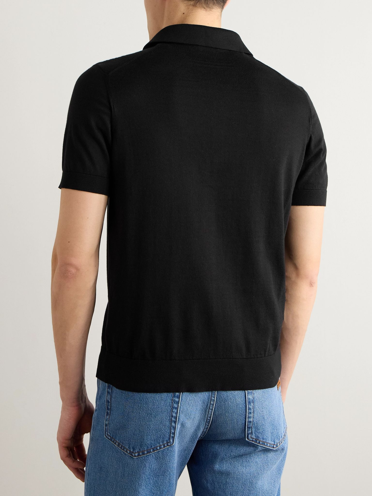 Slim-Fit Cotton Polo Shirt Black - 3