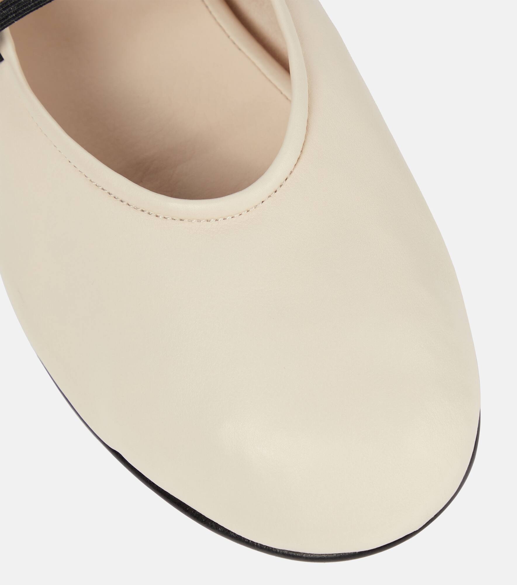 Elastic leather ballet flats - 6