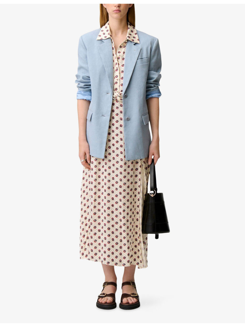 Claudie Pierlot Single-Breasted Tailored Linen-Blend Blazer outlook