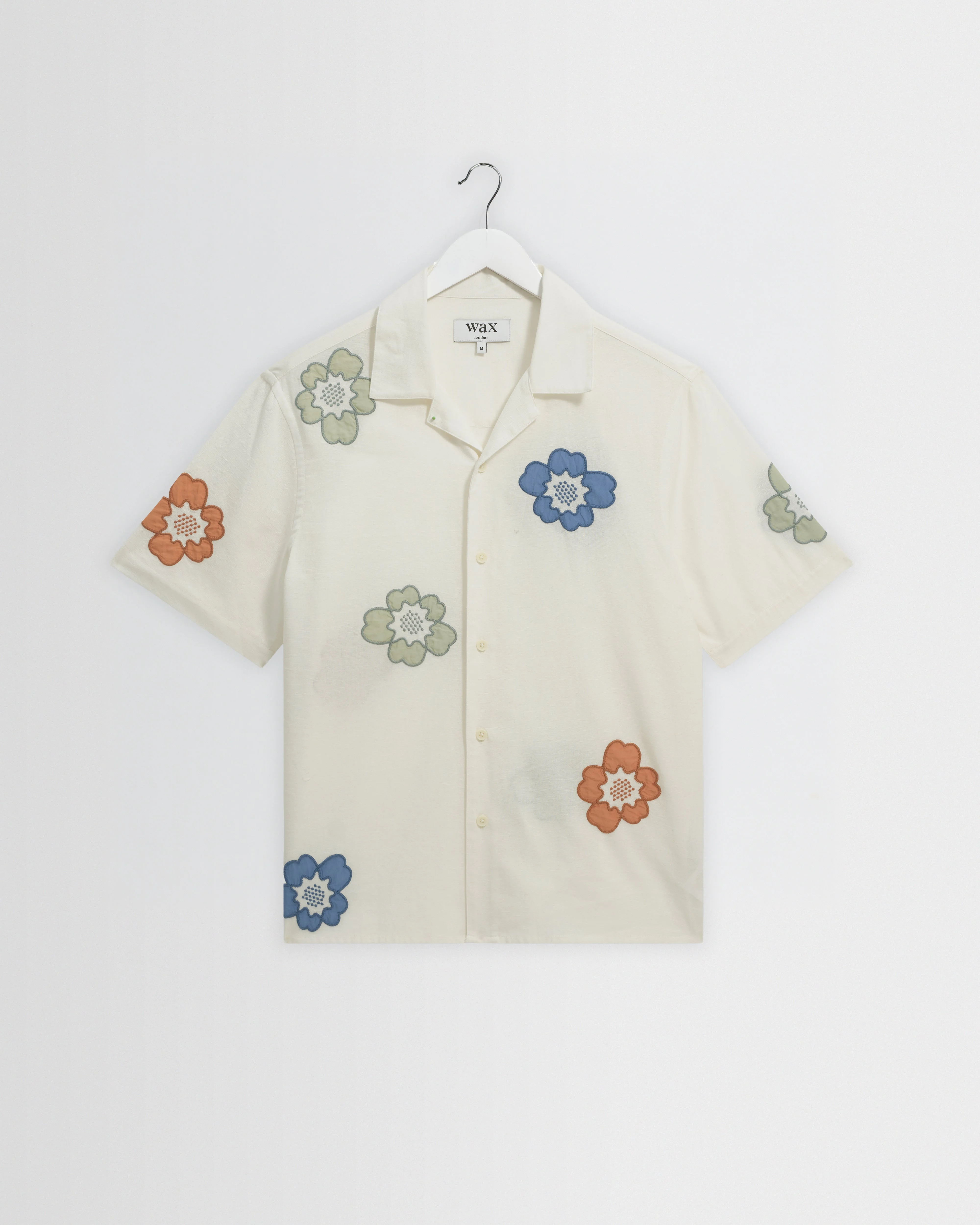 Didcot - Ecru And Multicolour Floral Applique Short-Sleeve Shirt - 1