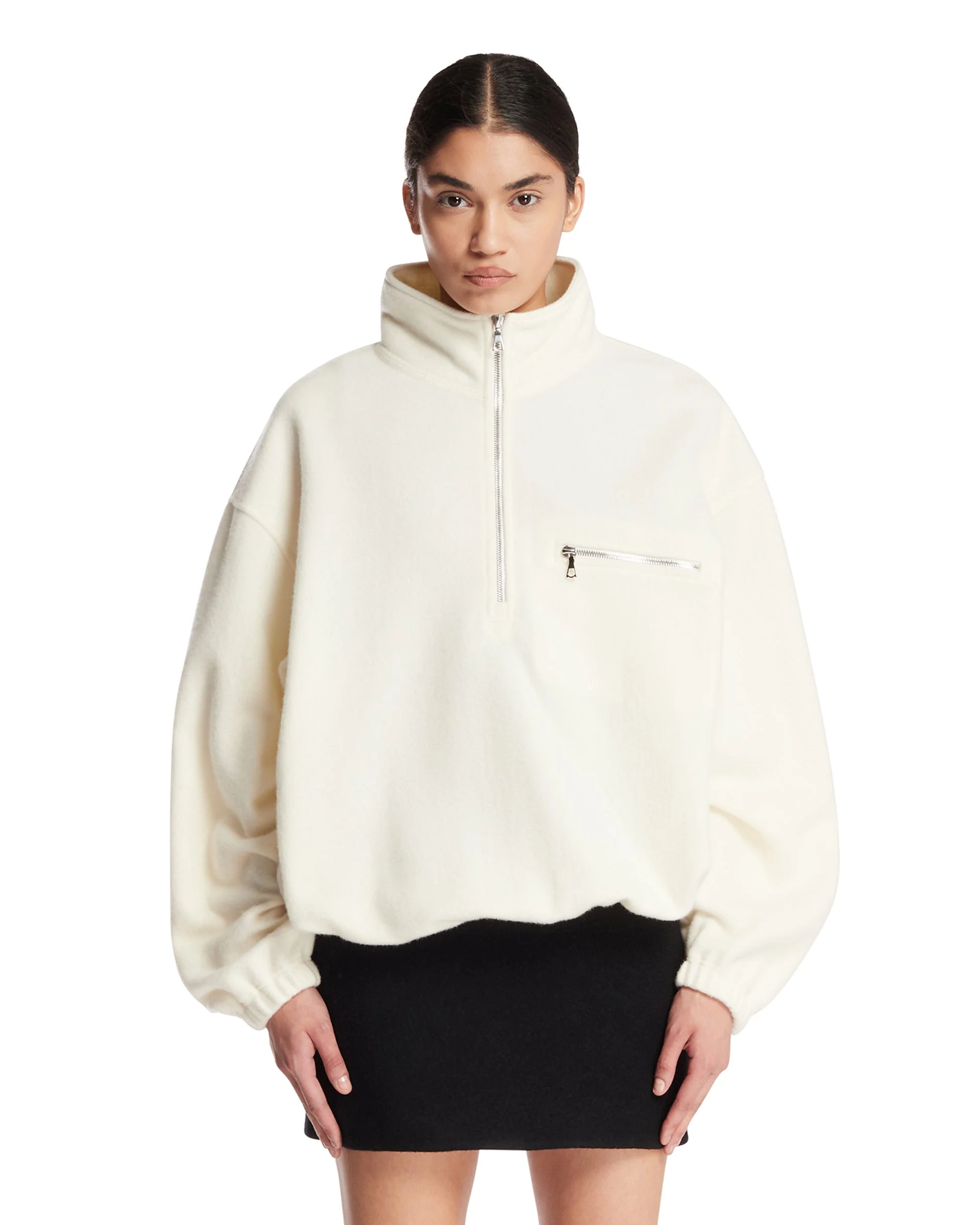 White Wool Fleece Sweater - 1