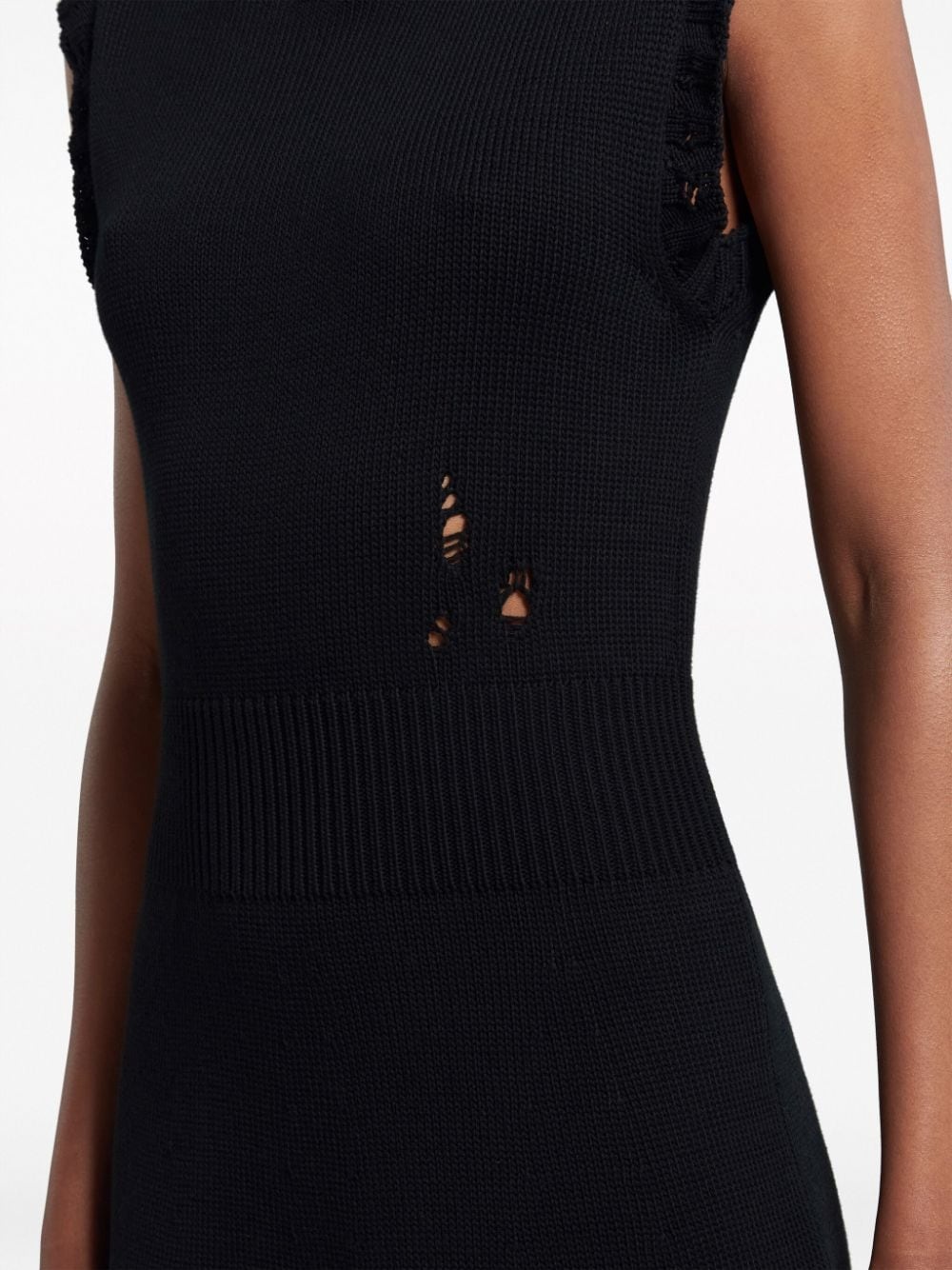 distressed-effect knitted cotton dress - 6