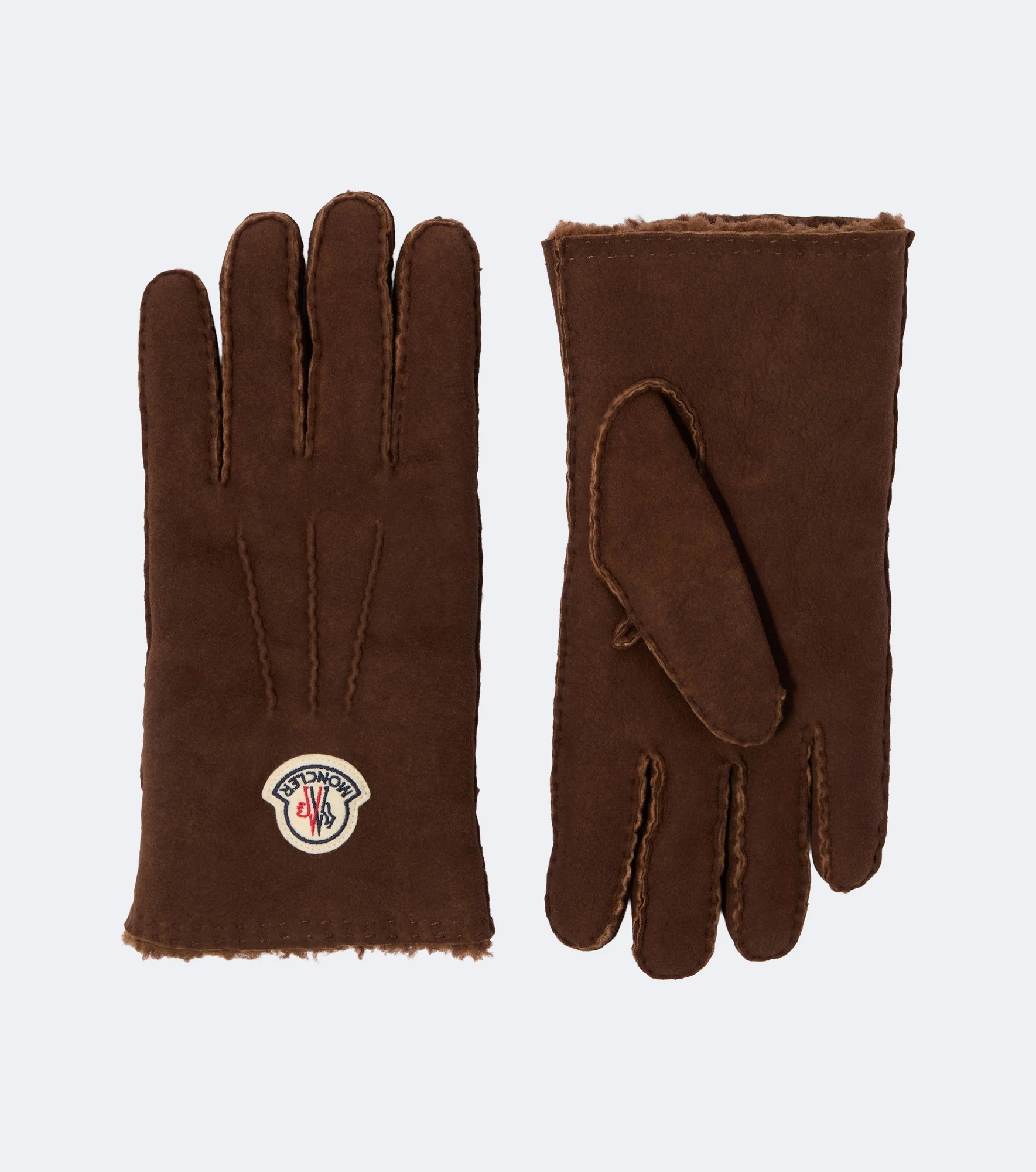 Shearling-lined suede gloves - 1