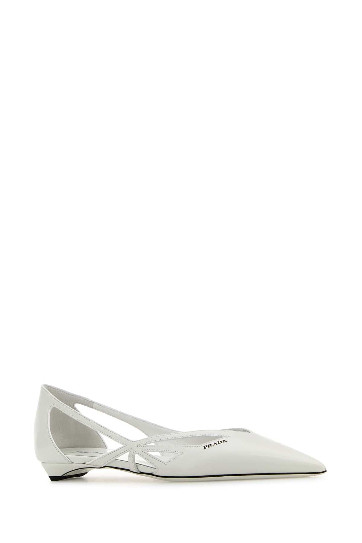 Prada Women White Leather Ballerinas - 2