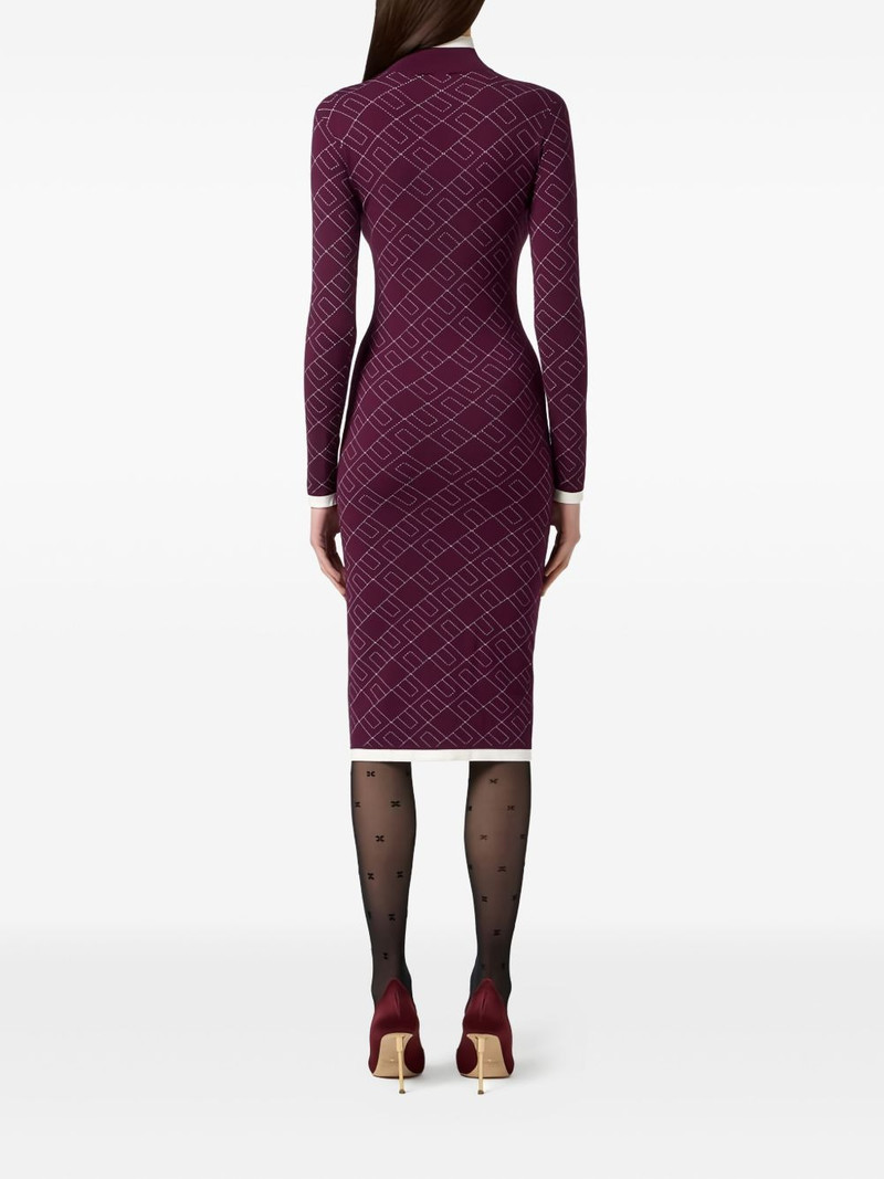 decorative-button jacquard knit midi dress 3