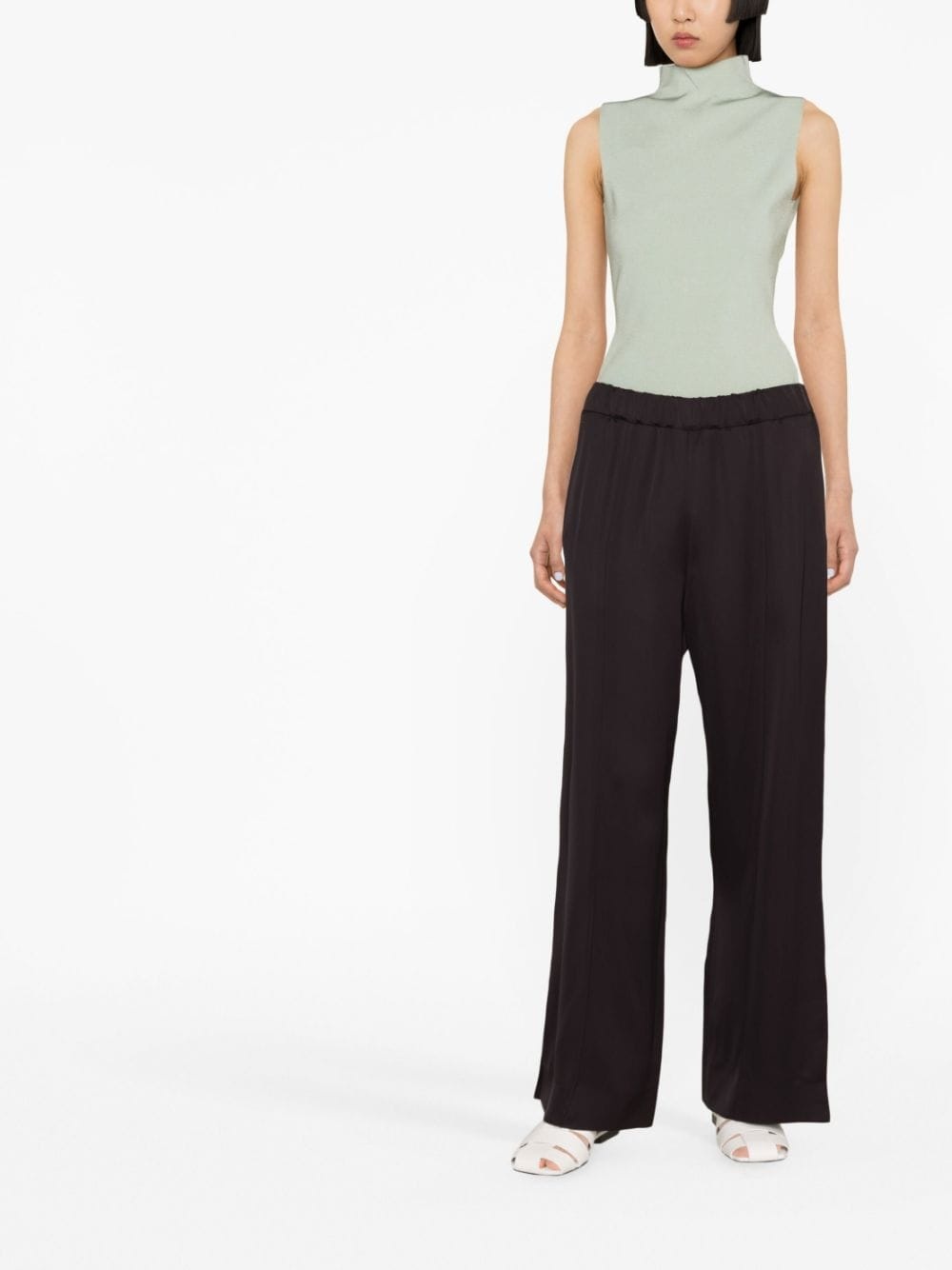 wide-leg elasticated-waistband trousers - 2