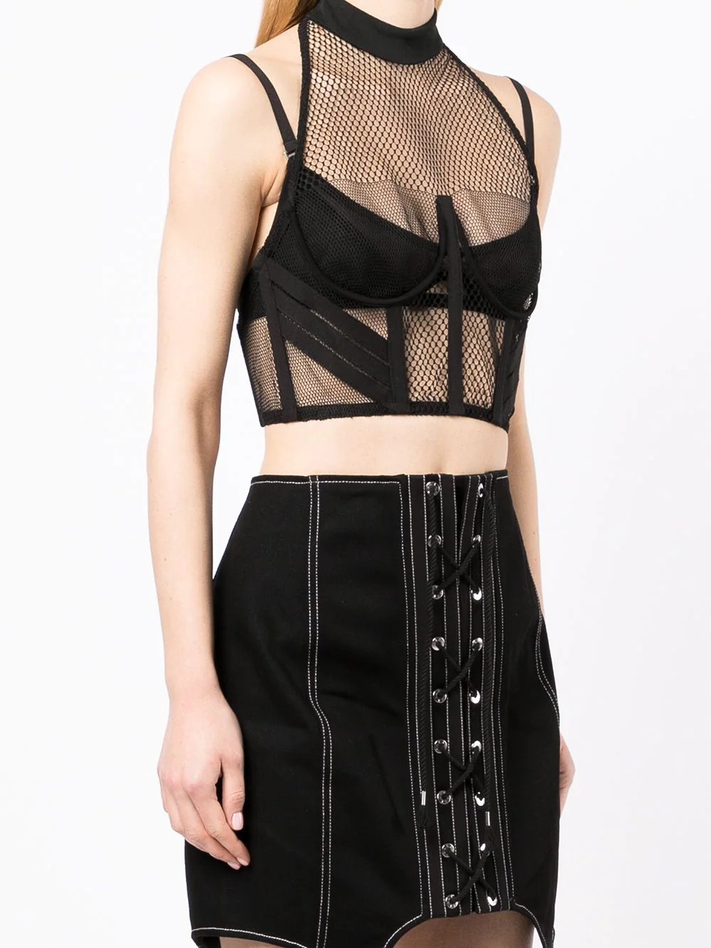 net-lace layered bra top - 3