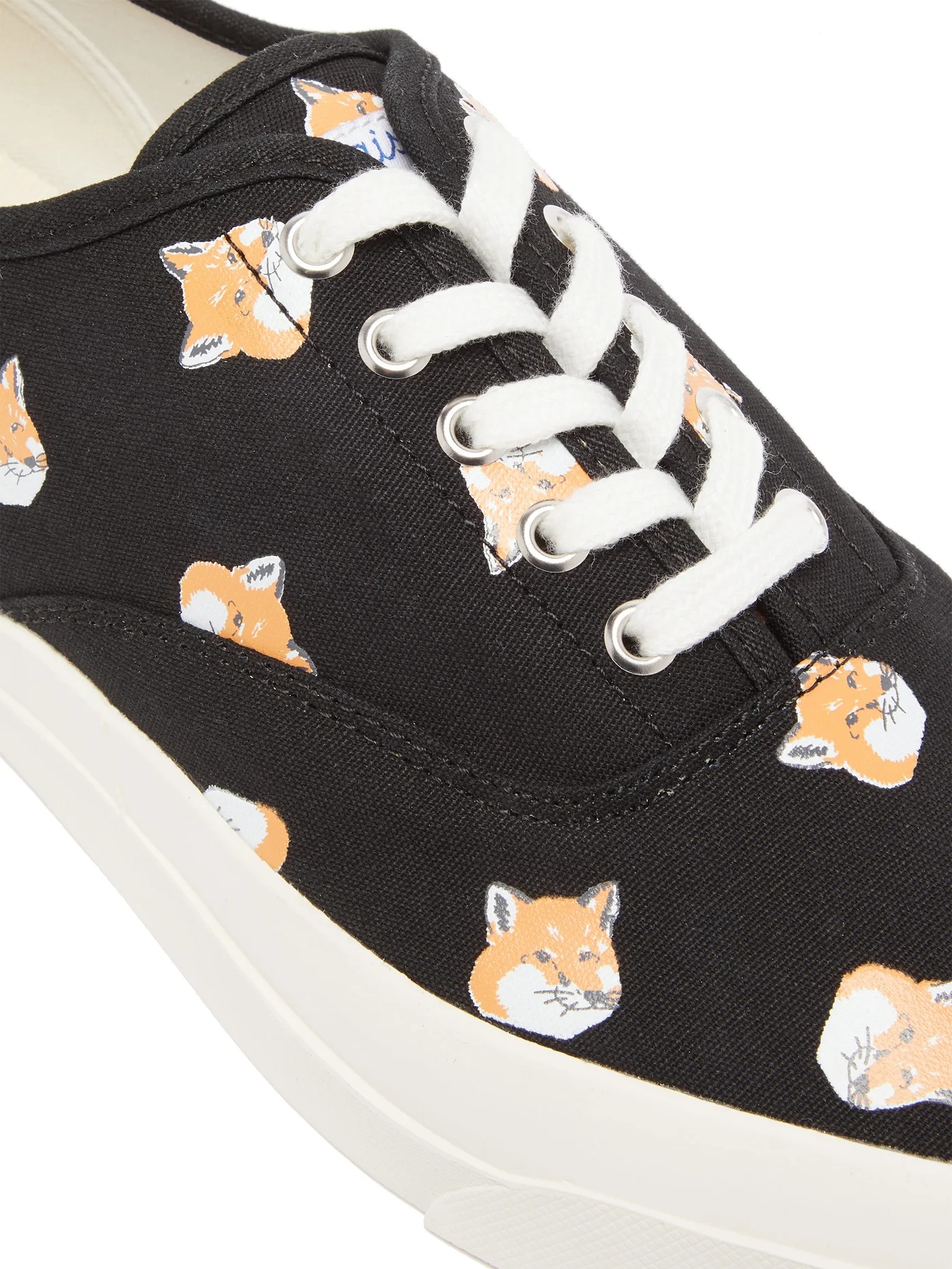 Fox Head-print cotton-canvas trainers - 6