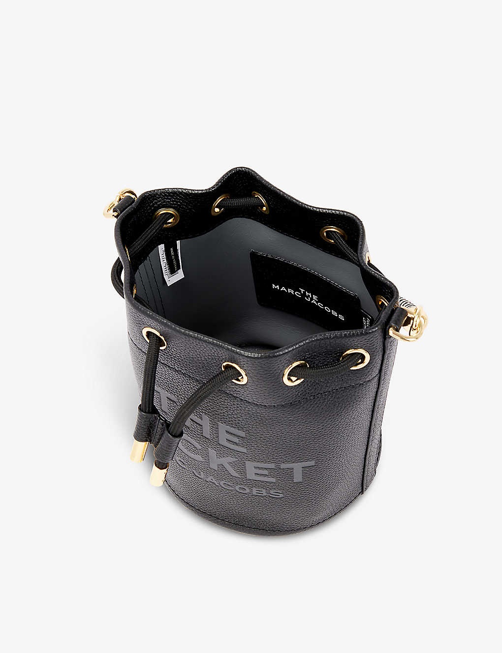 Logo-embossed leather bucket bag - 4