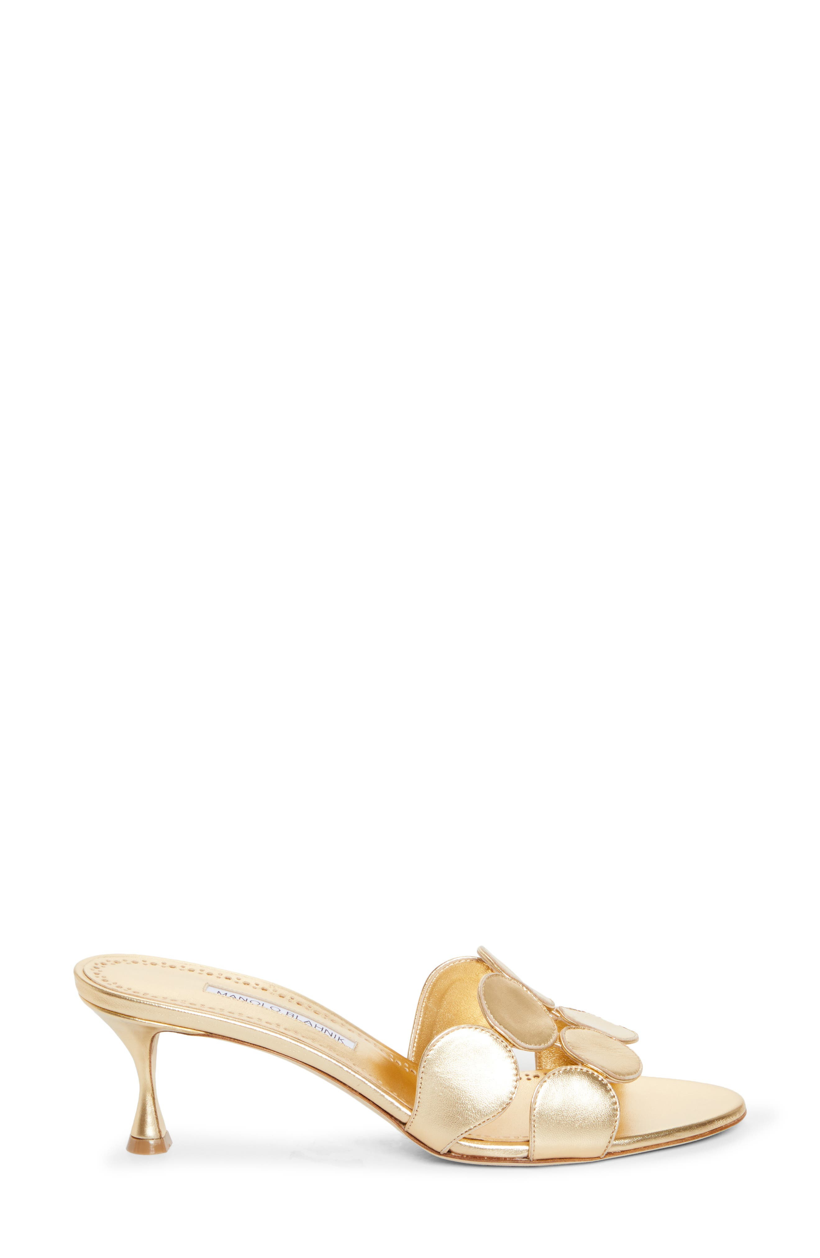 Manolo Blahnik Haribalmu Kitten Heel Sandal in Gold at Nordstrom - 3