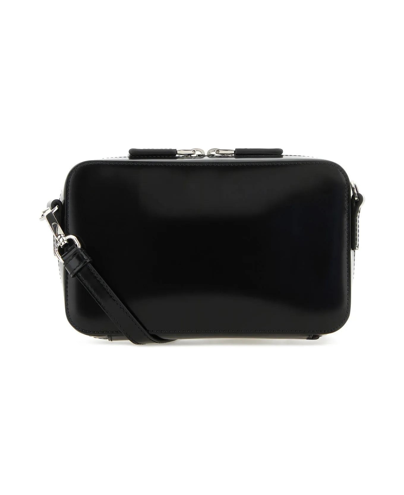 Black Leather Brique Crossbody Bag - 4