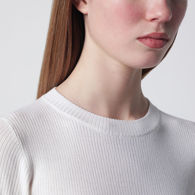 White cashmere and silk knit top 4