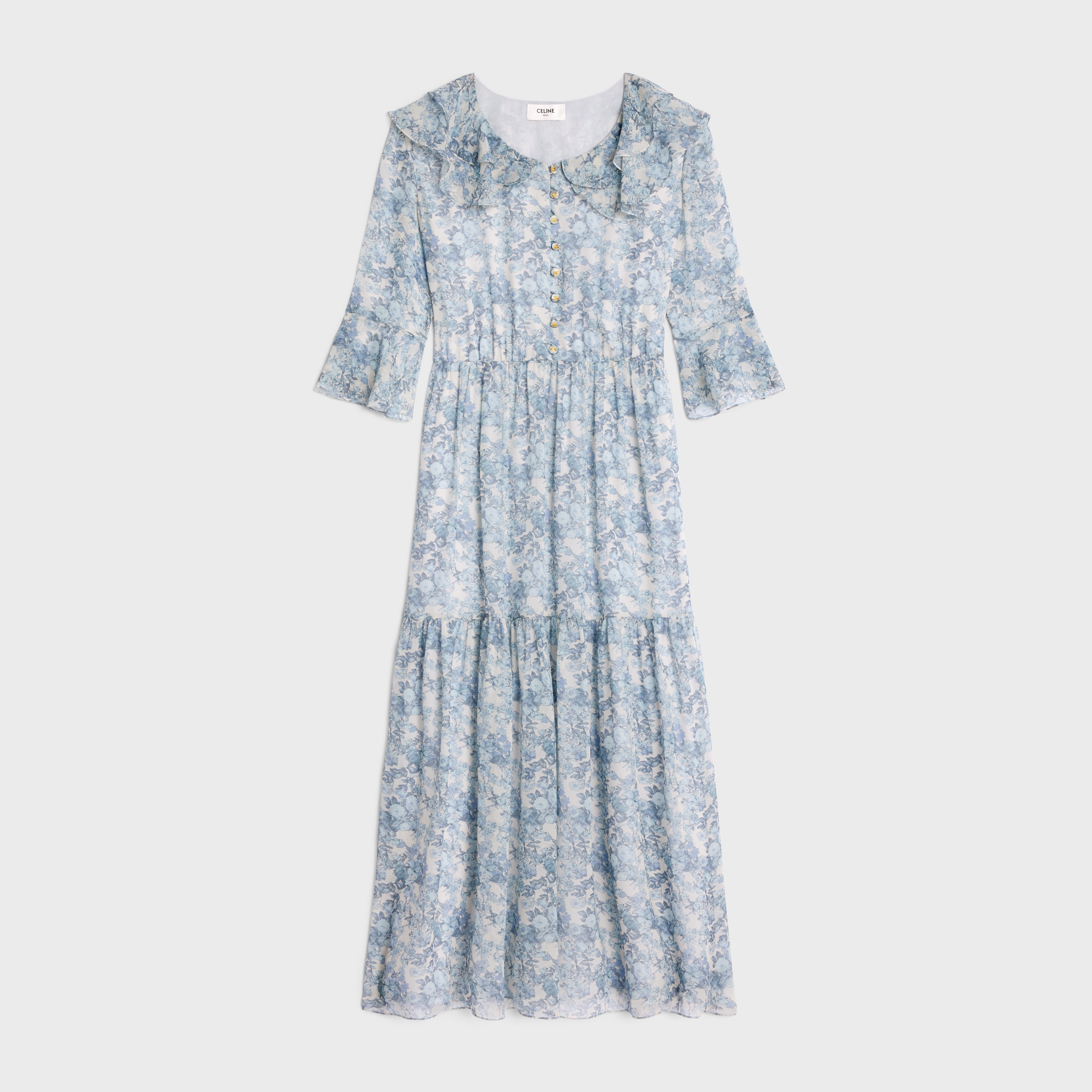 long dress in silk georgette - 1