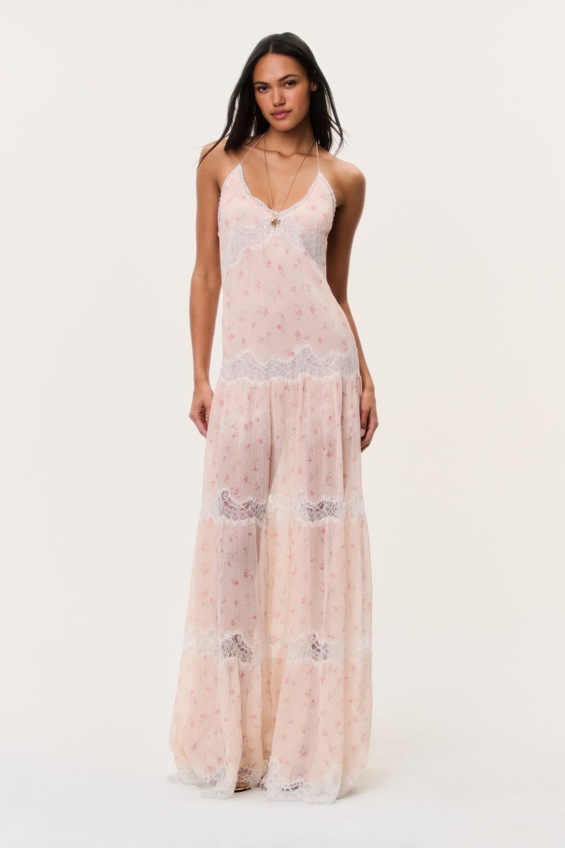 LoveShackFancy Kieva Floral Cotton-Silk Maxi Dress outlook
