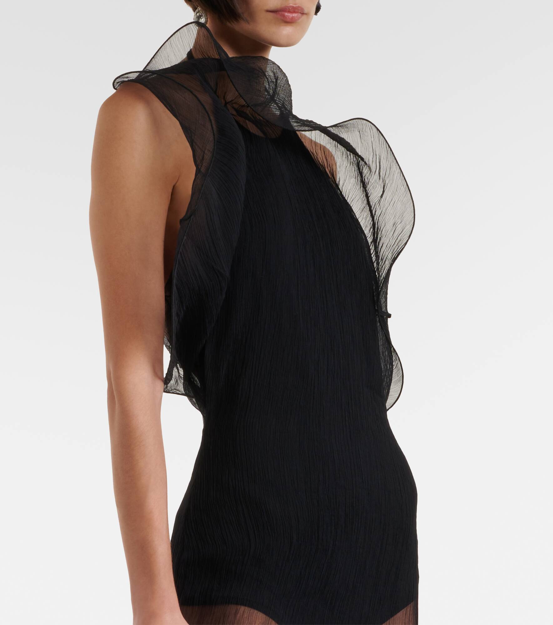 Sheer silk organza midi dress - 4