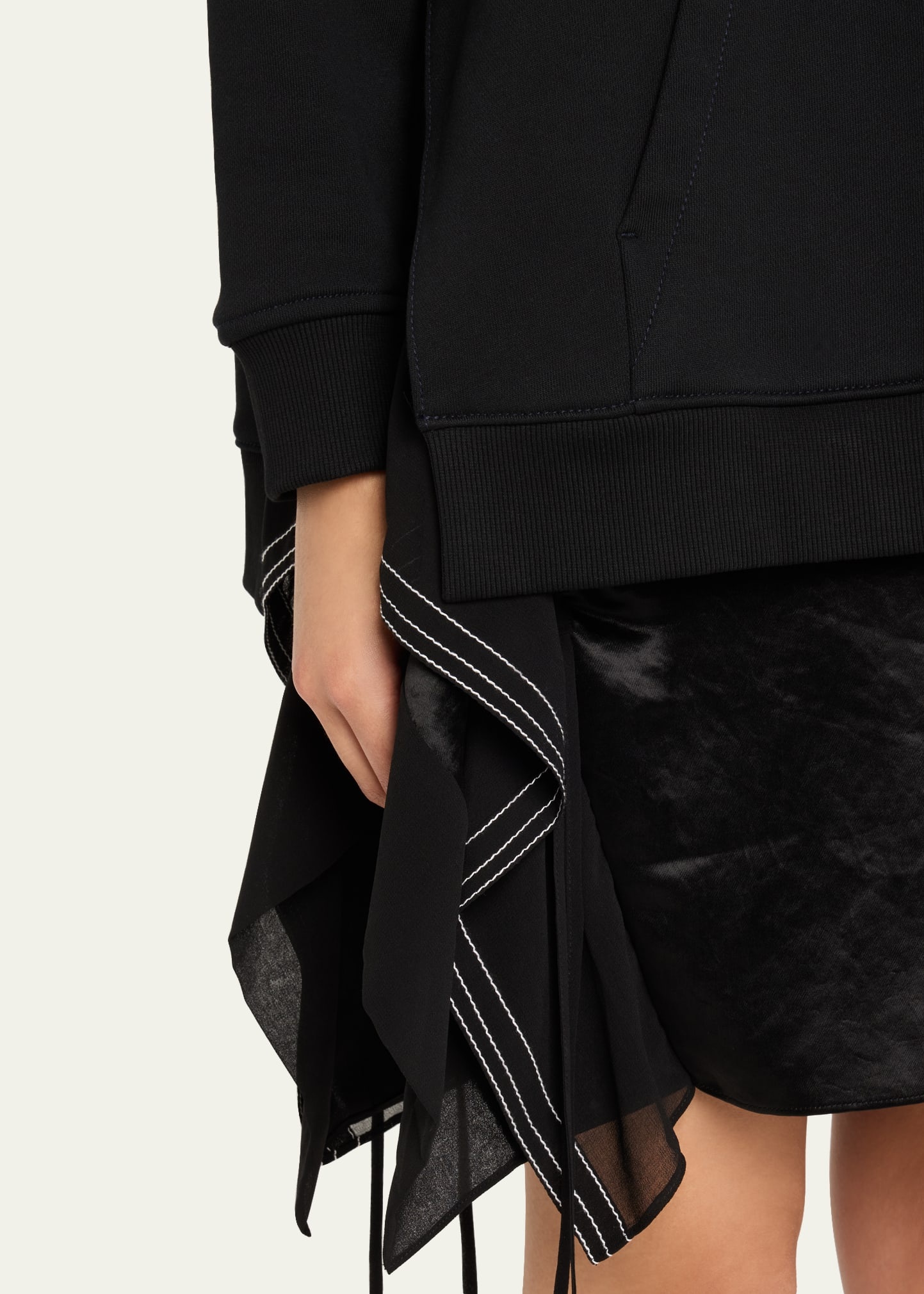Hoodie Combo Dress with Flounce Skirt - 5