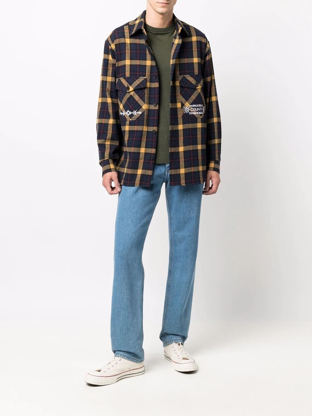 folk check pattern shirt - 2