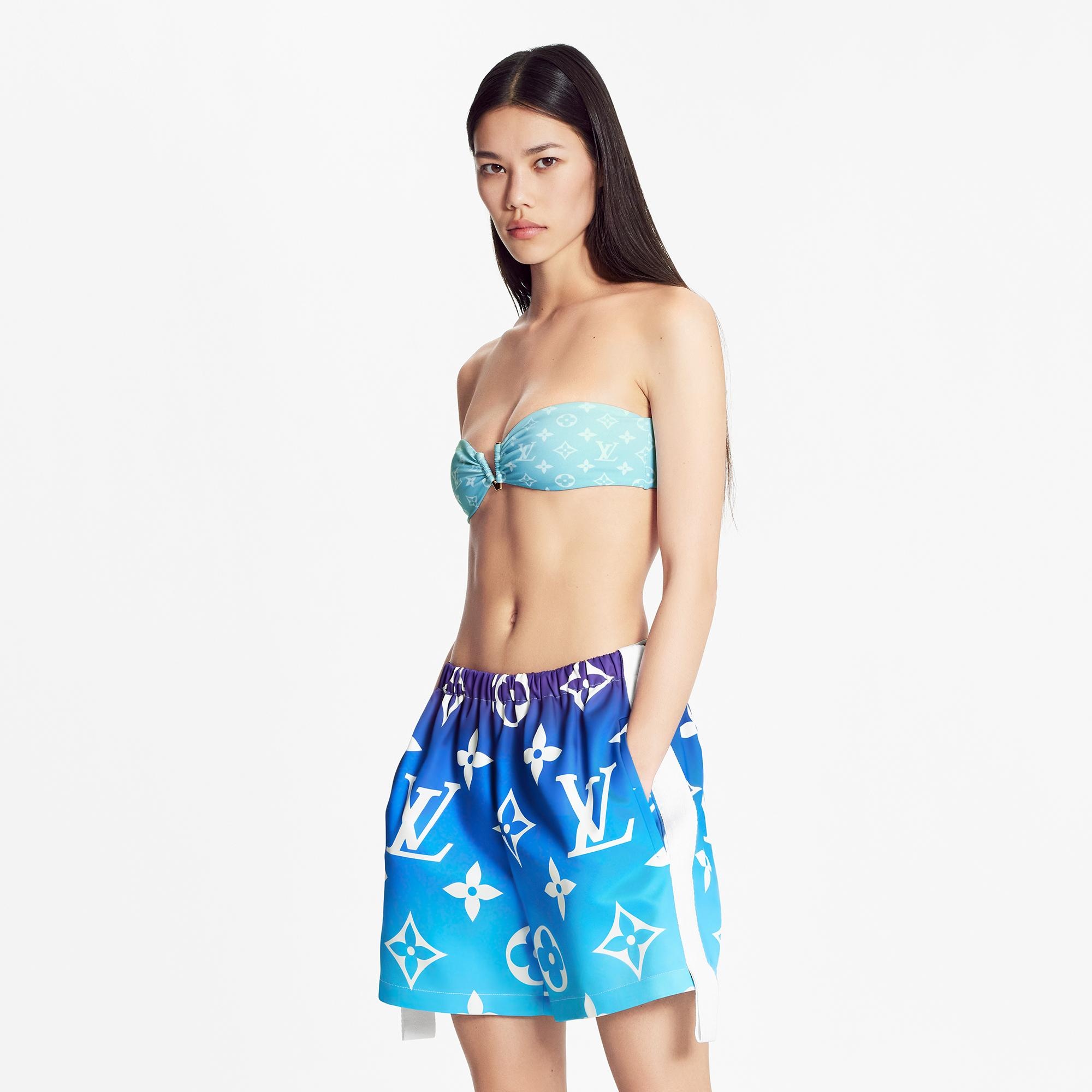 Blue Lagoon Monogram Strapless Bikini Top - 4