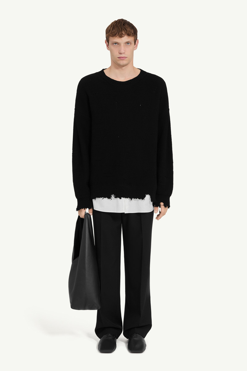 Distressed hem sweater 1