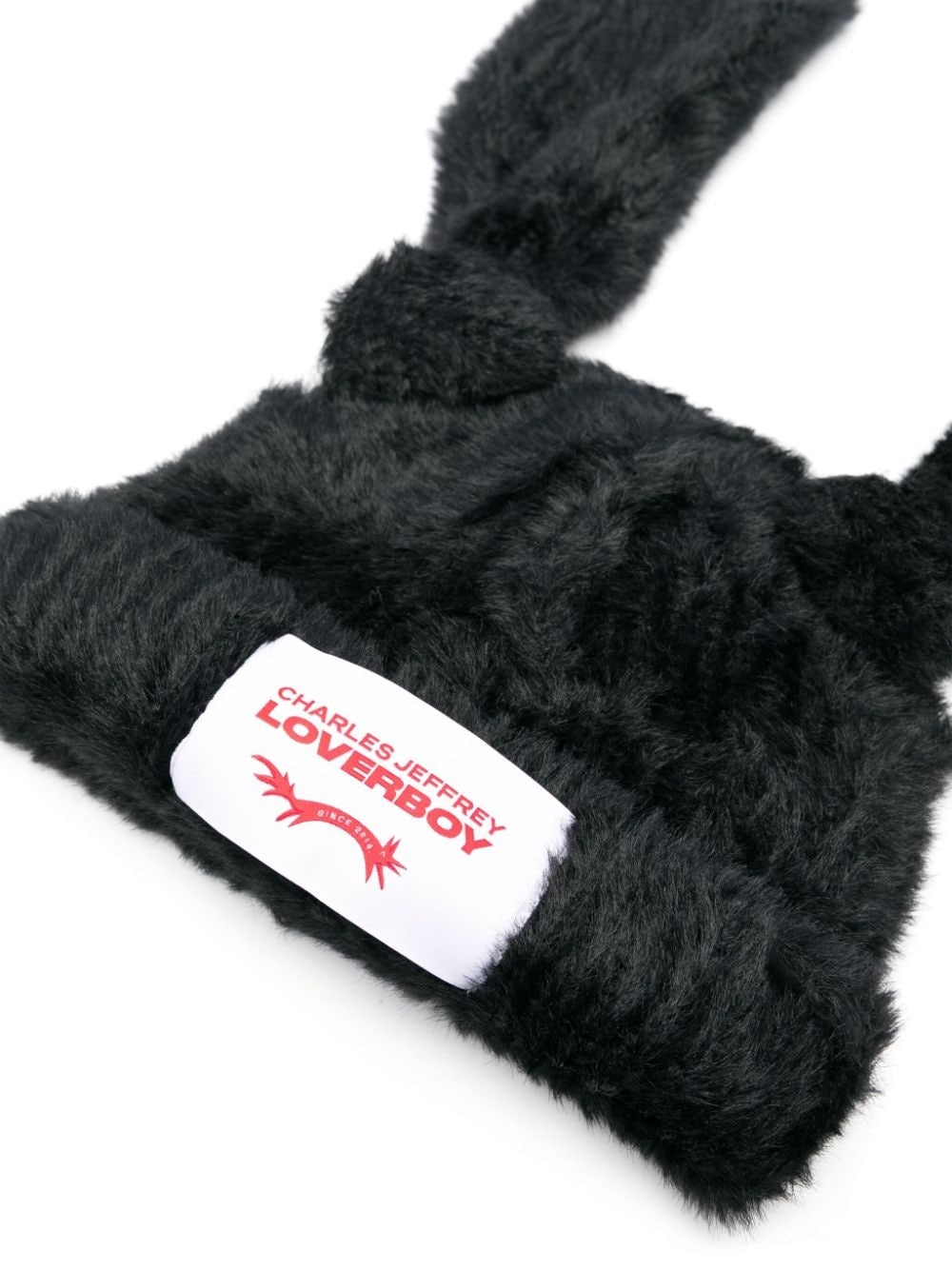 FLUFFY CHUNKY RABBIT BEANIE (BLACK) - 2