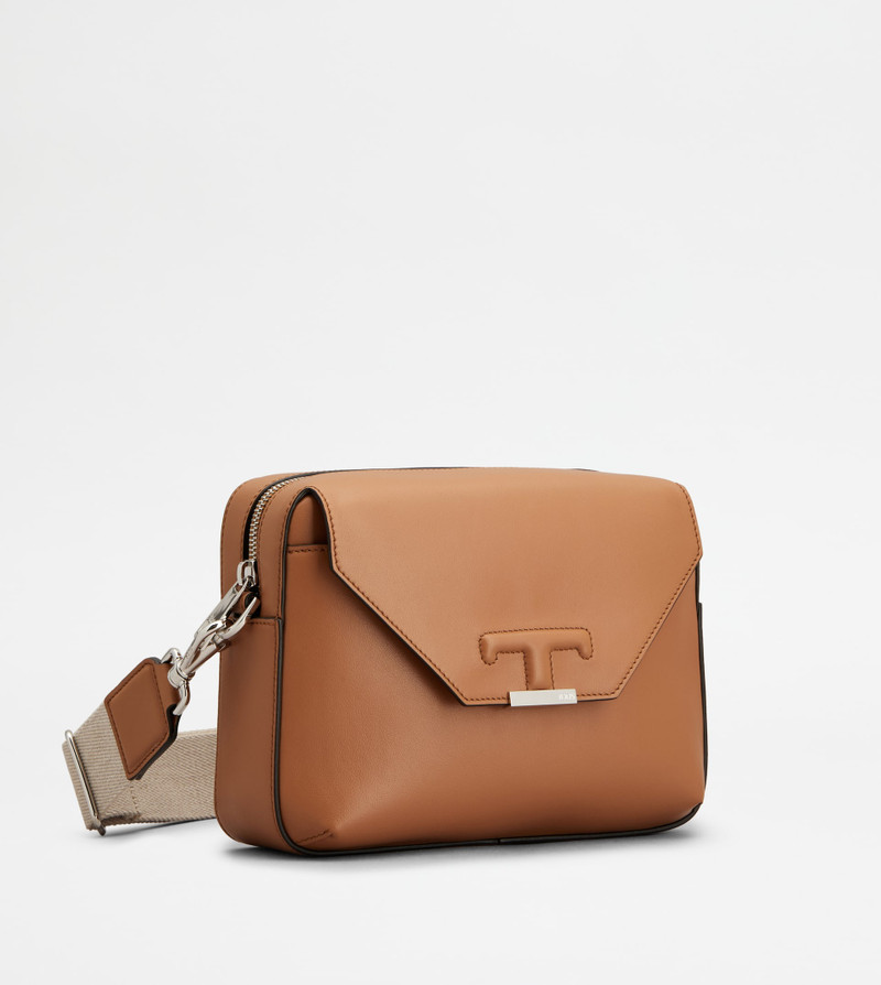 Tod's T TIMELESS CROSSBODY BAG IN LEATHER MINI - BROWN outlook