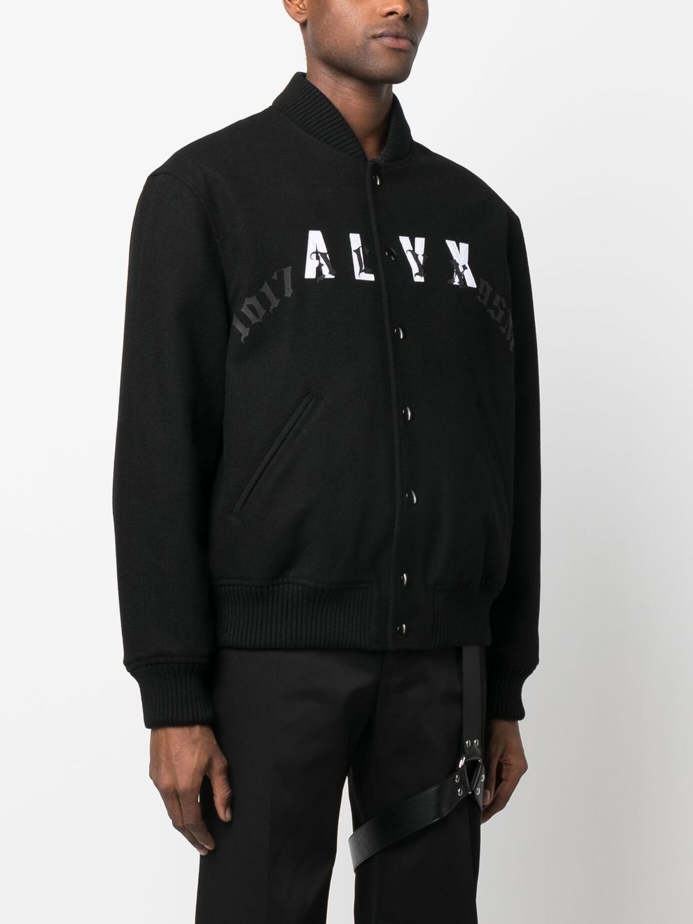leather-logo bomber jacket - 3