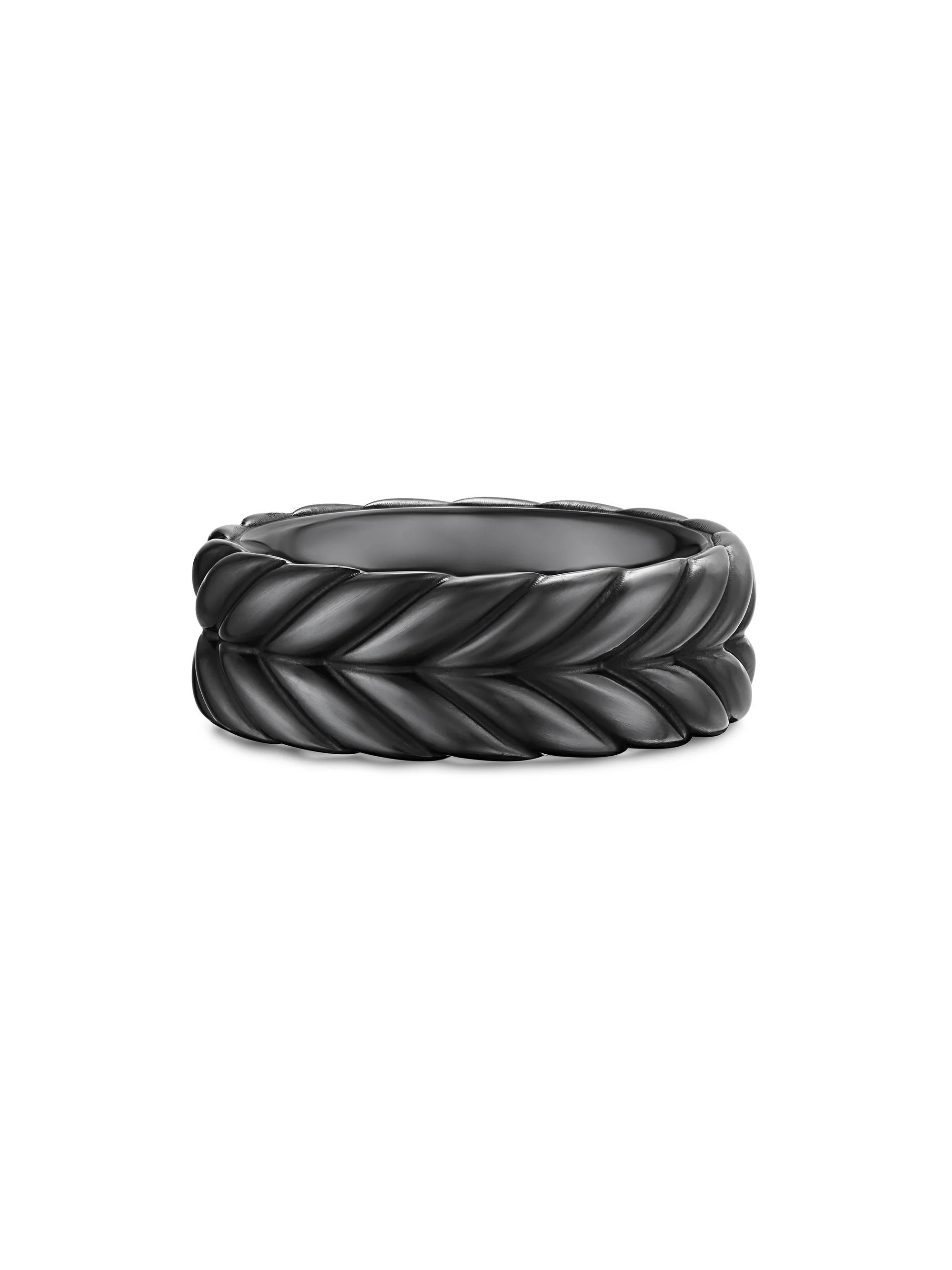 Men's Chevron Band Ring in Black Titanium, 9MM - Black - 1