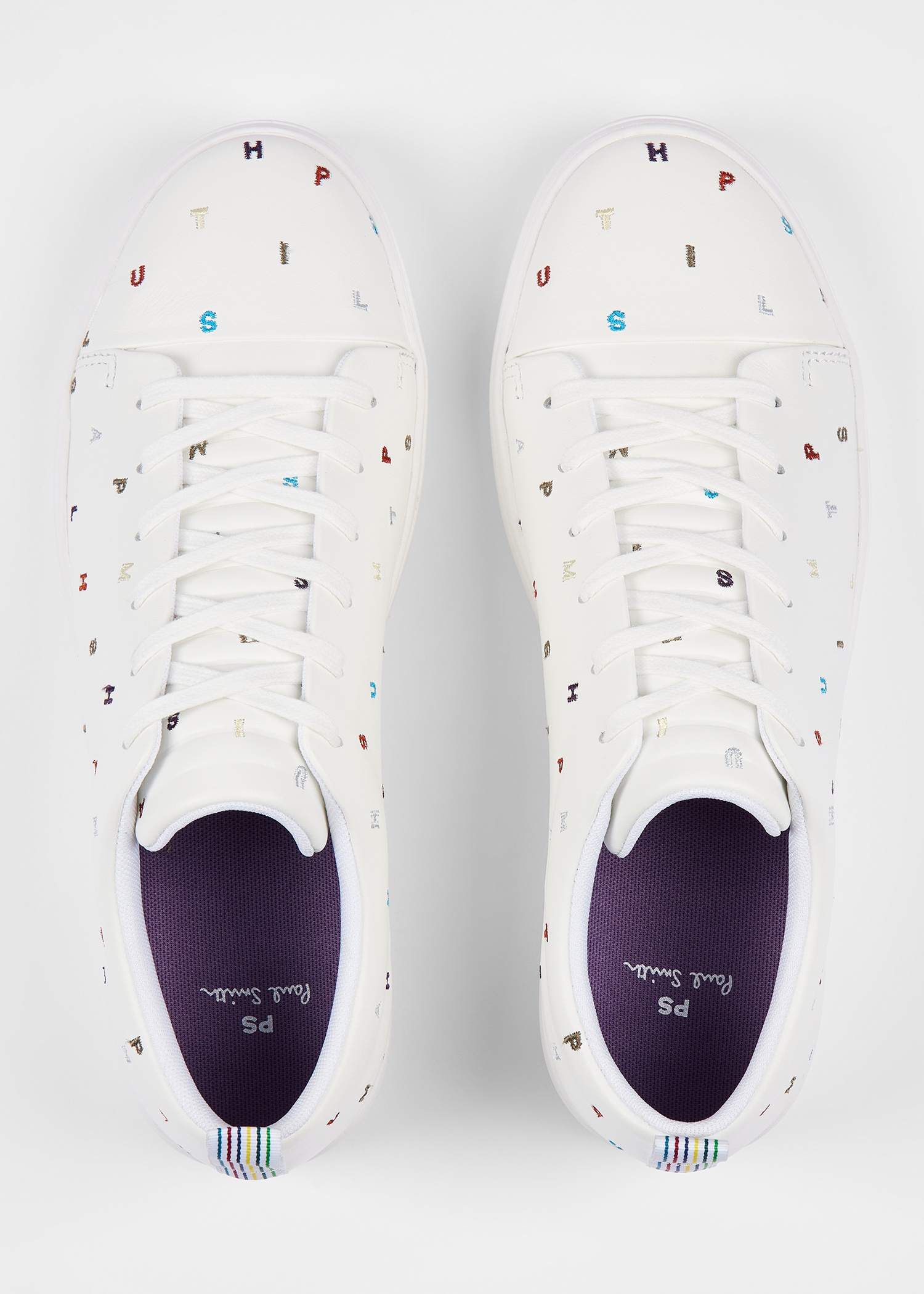 White 'Lee' Letters Embroidered Trainers - 5