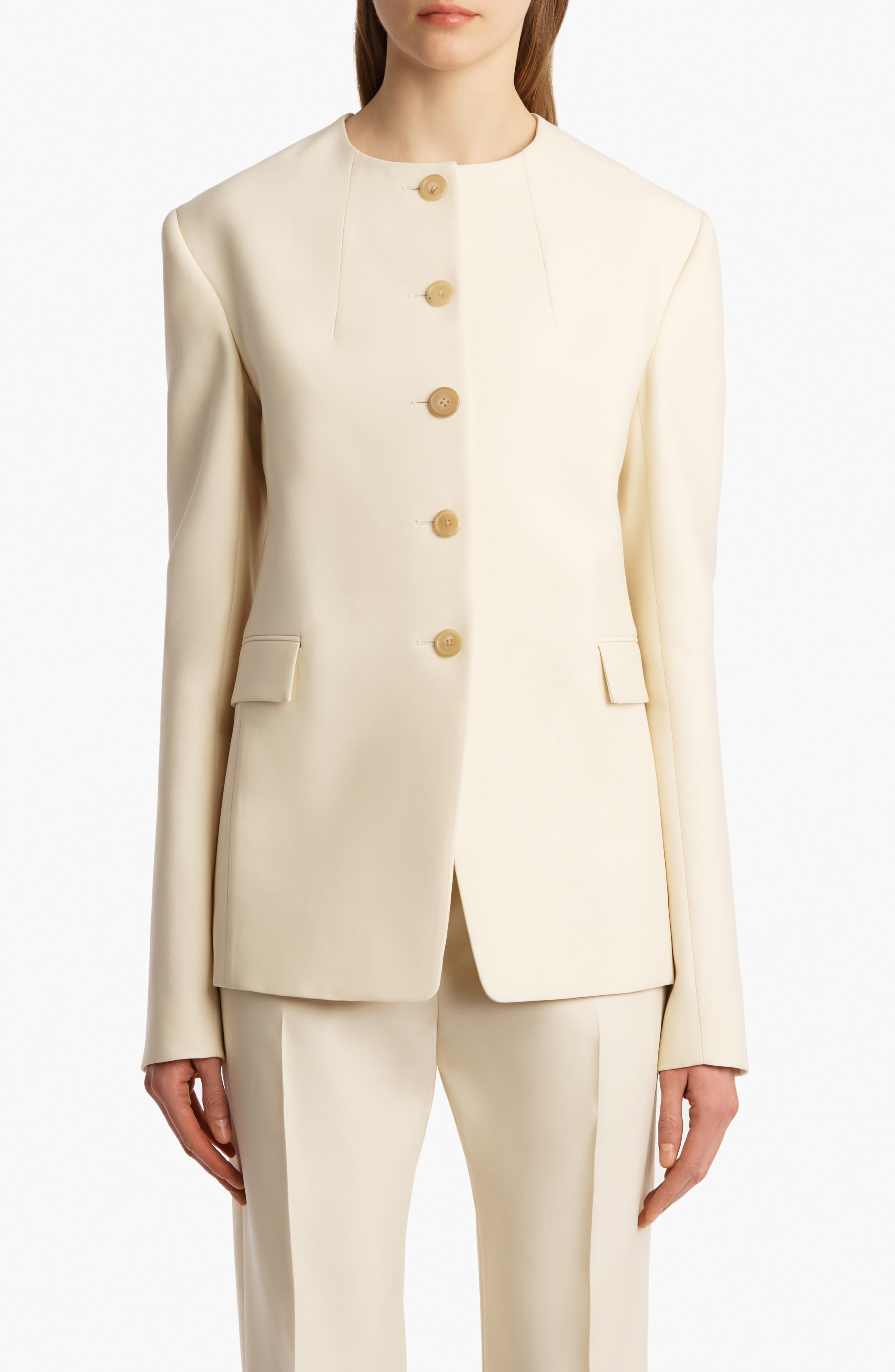 Khaite Jameson Textured Faille Jacket in Cream at Nordstrom - 1